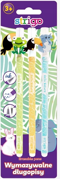 Zestaw Wymazywalny długopis niebieski STRIGO Nature 3 szt.