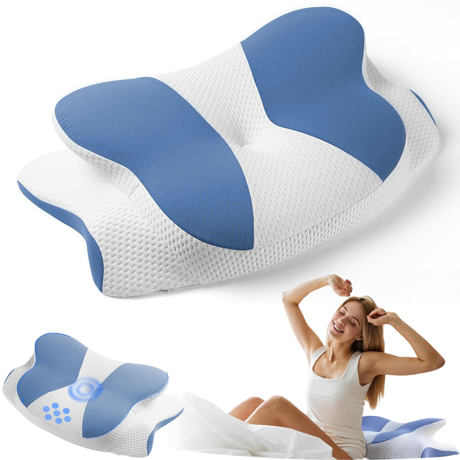 Poduszka Ortopedyczna Memory Foam Motyl Ergonomiczna Zdejmowana Poszewka