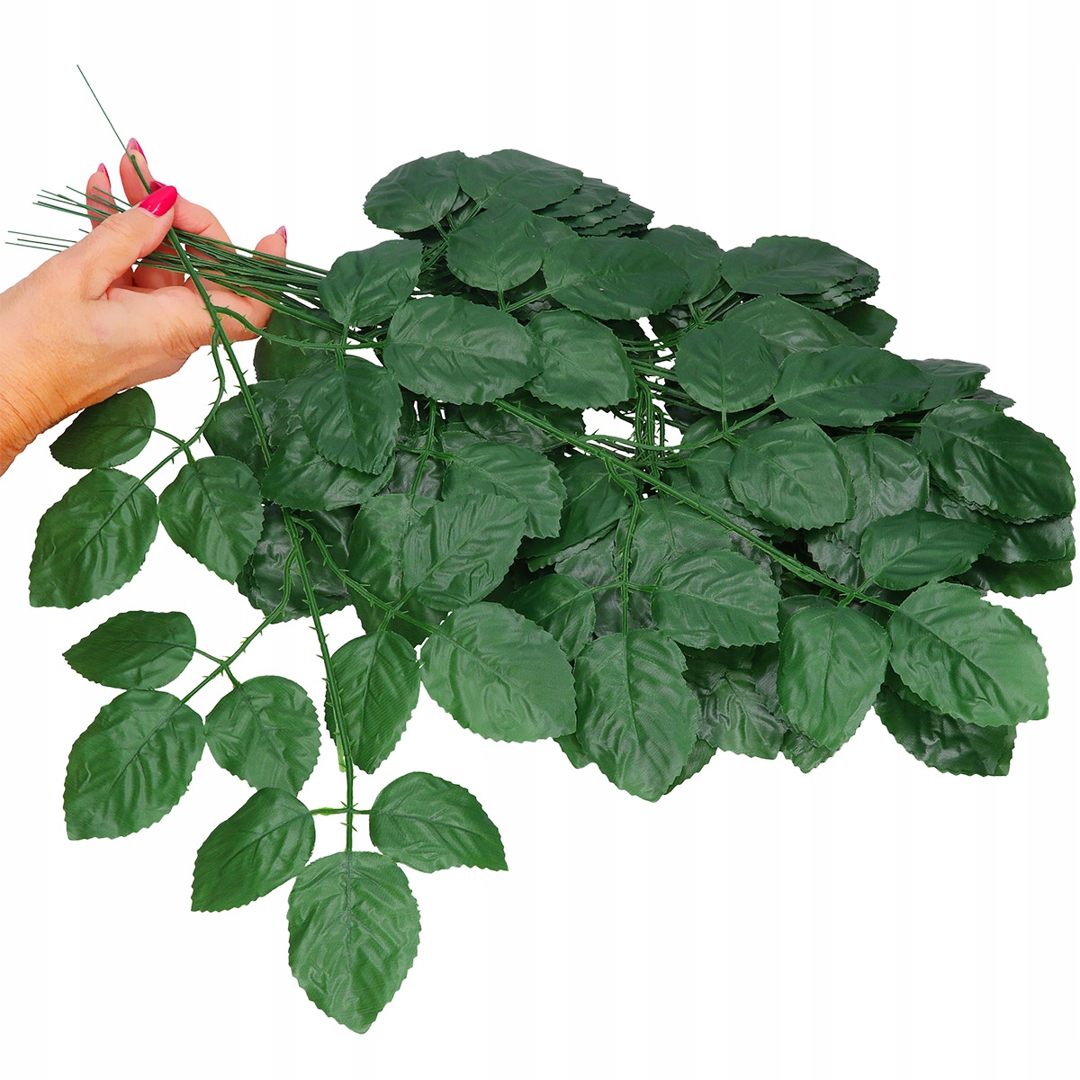 LIŚĆ SZTUCZNE LIŚCIE GAŁĄZKI NA STROIK 12szt Kod producenta ŁODYGA RÓŻA 46 cm