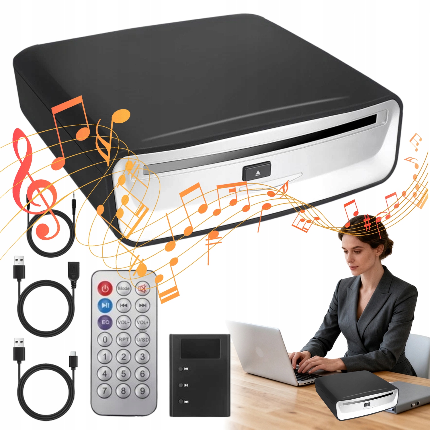 Usb Přehrávač Do Auta CD Připojení Aux Dálkové Ovládání Slot V Kompaktním Provedení