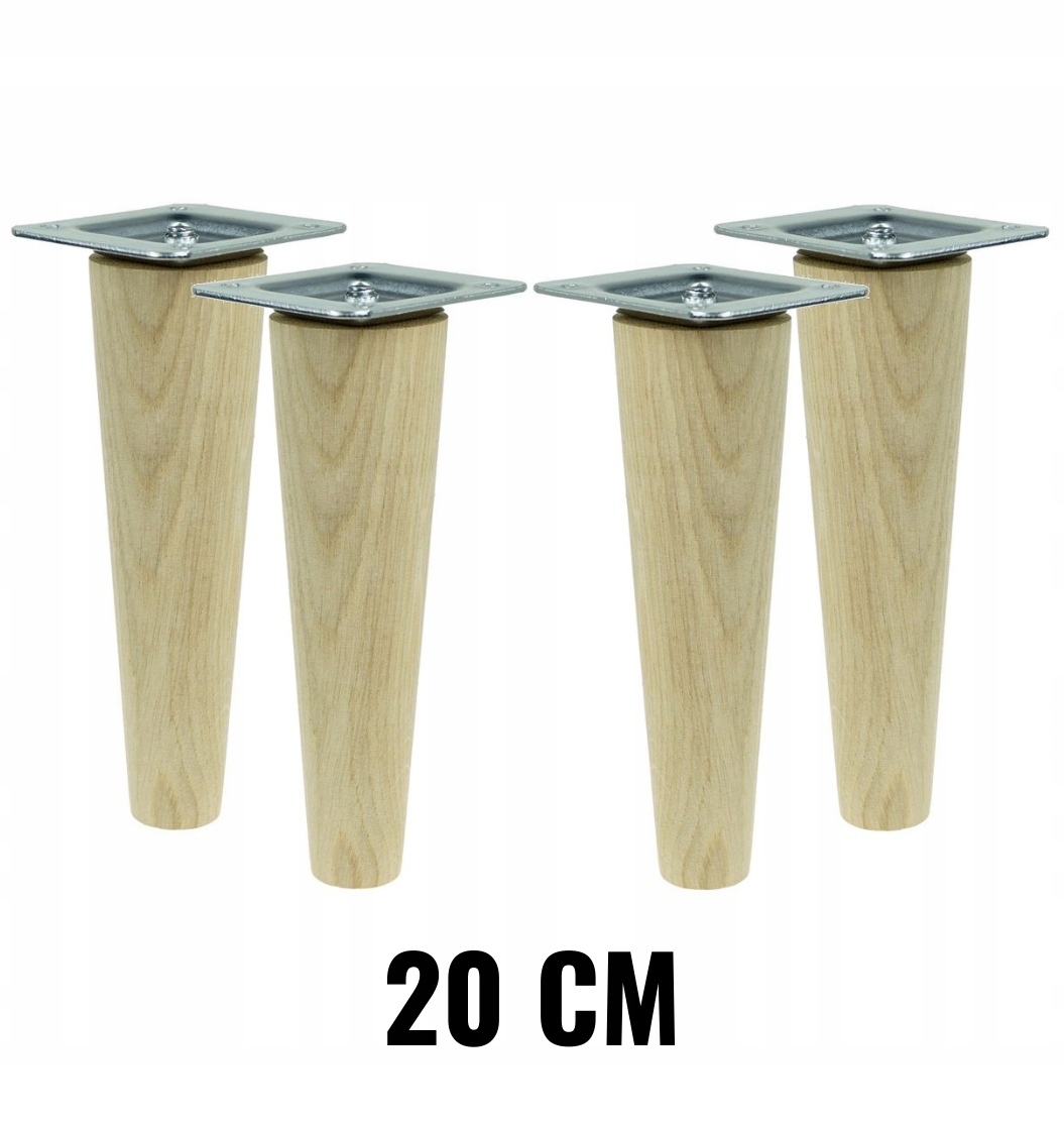 

Nogi nóżki drewniane dębowe proste zestaw 20 cm