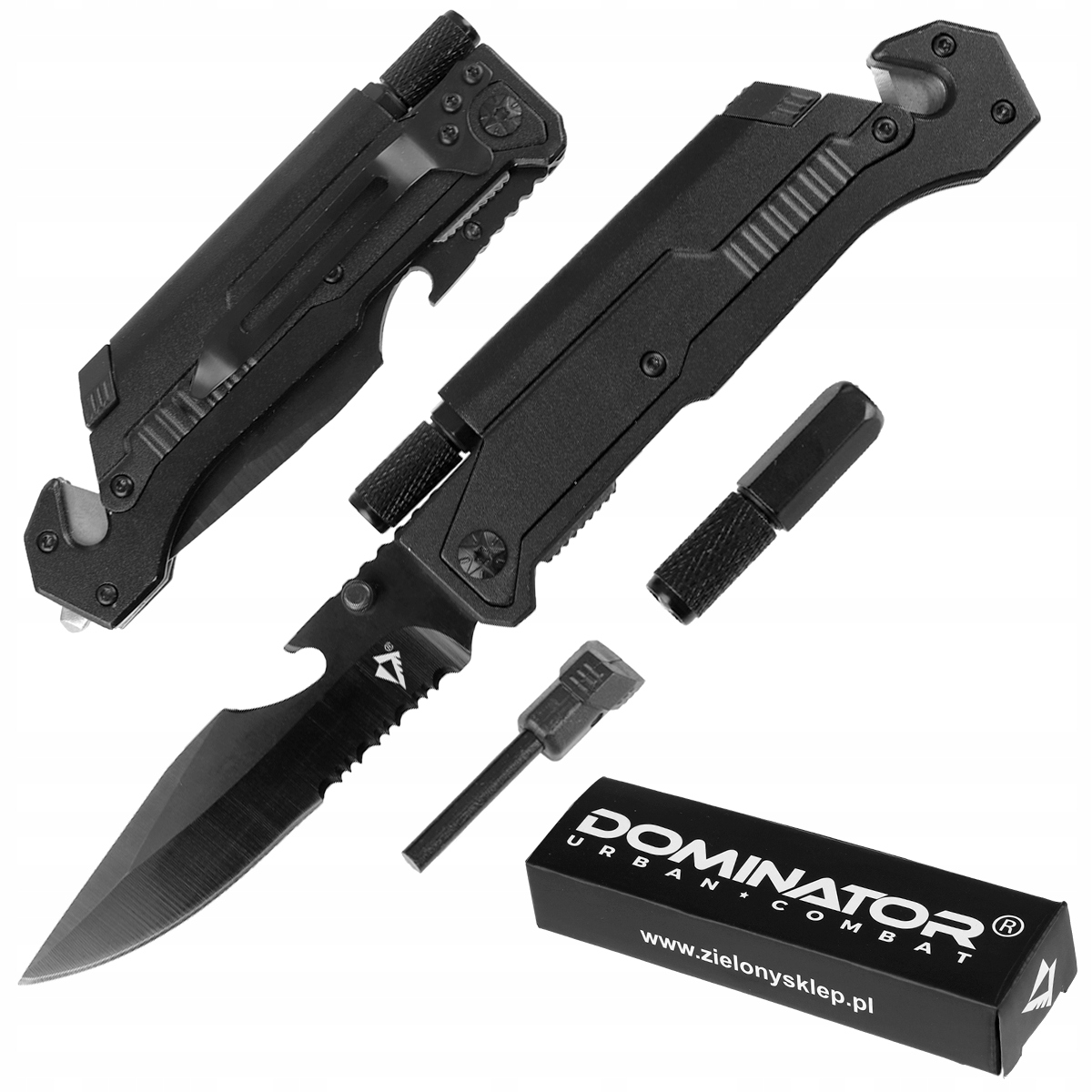 Nóż Składany Taktyczny Ratowniczy Rescue Edc Dominator Latarka Krzesiwo