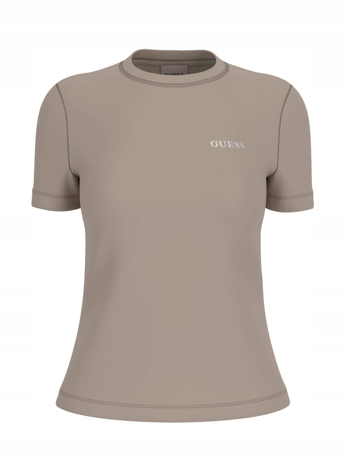 Tričko Dámské Tričko Béžové Přiléhavé Krátký Rukáv Halenka Guess S