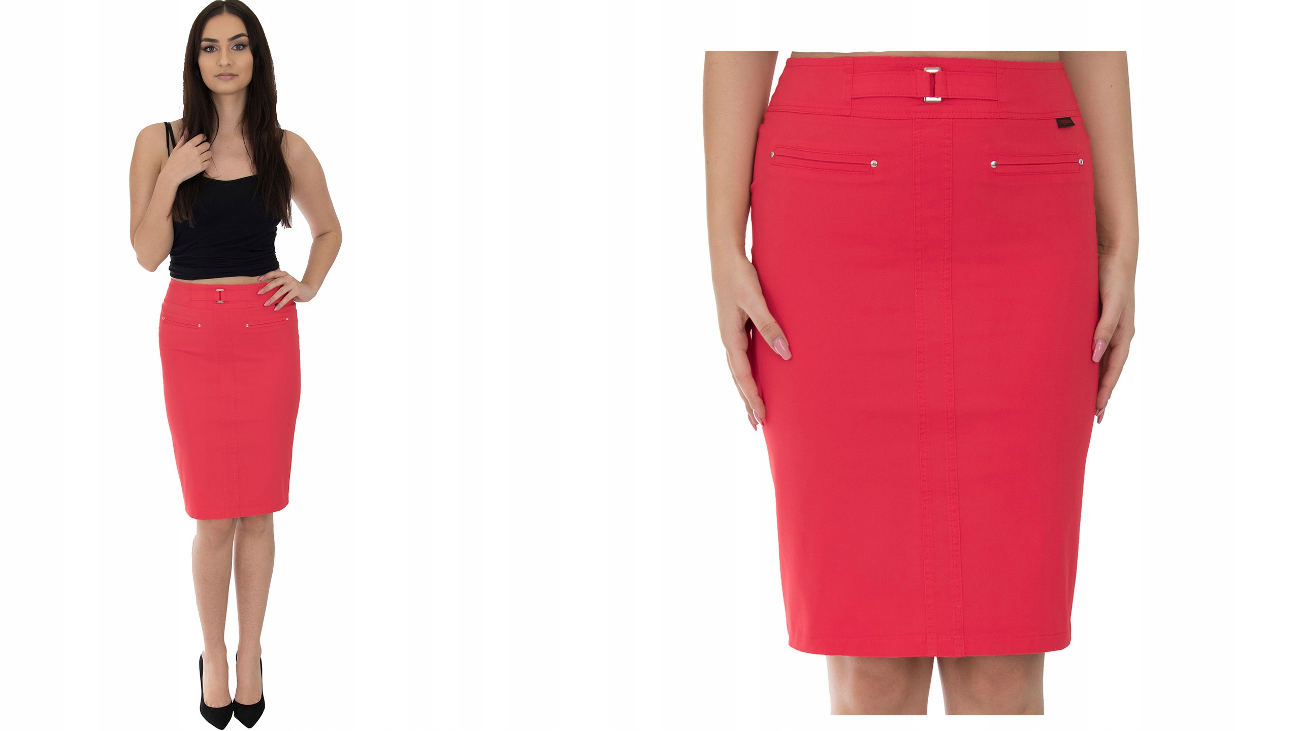 SPÓDNICA BAWEŁNA KLAMERKA (38-52) 9 KOLORÓW r.44 Zapięcie zamek