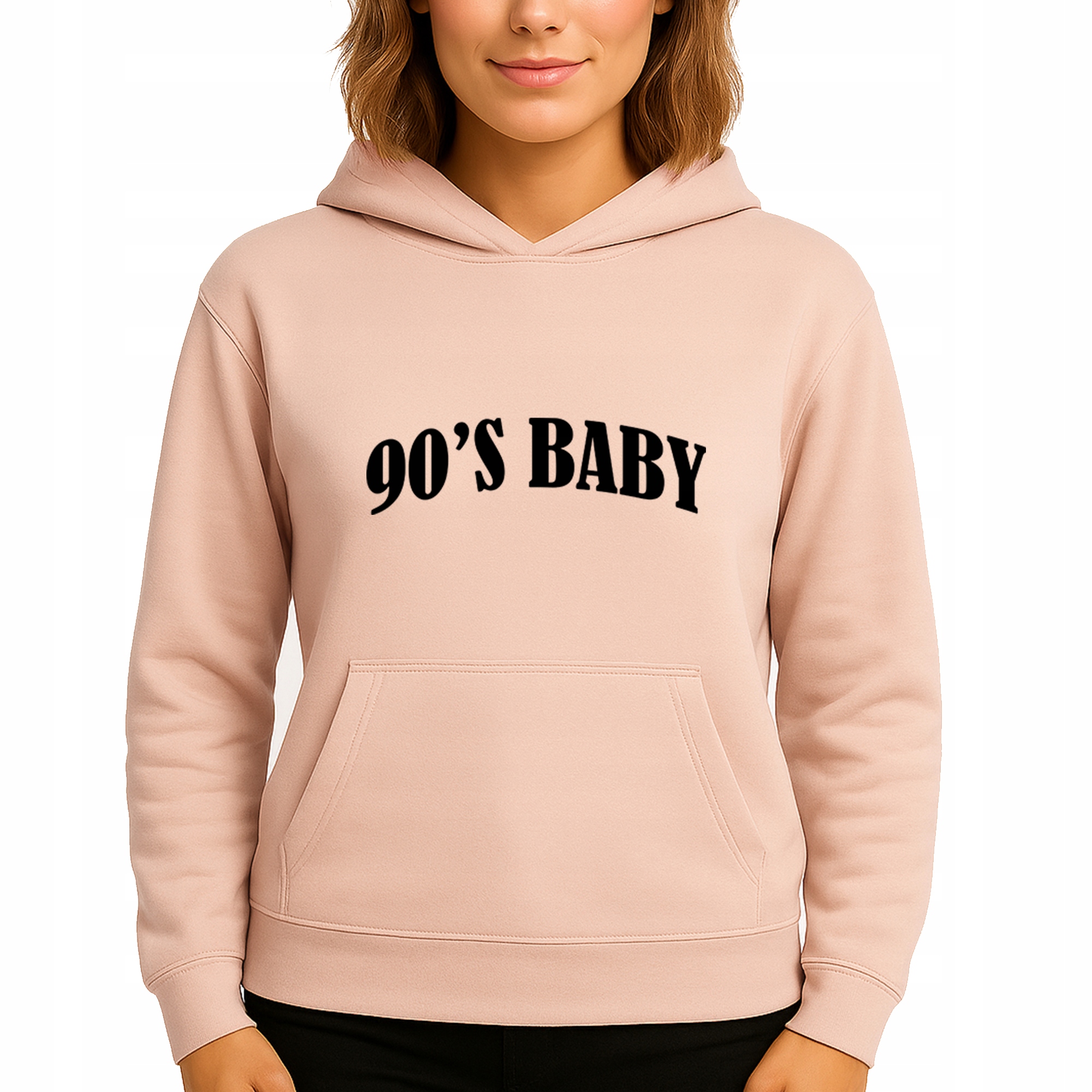 Mikina S Kapucí Broskvová Hoodie Módní 90'S Baby S
