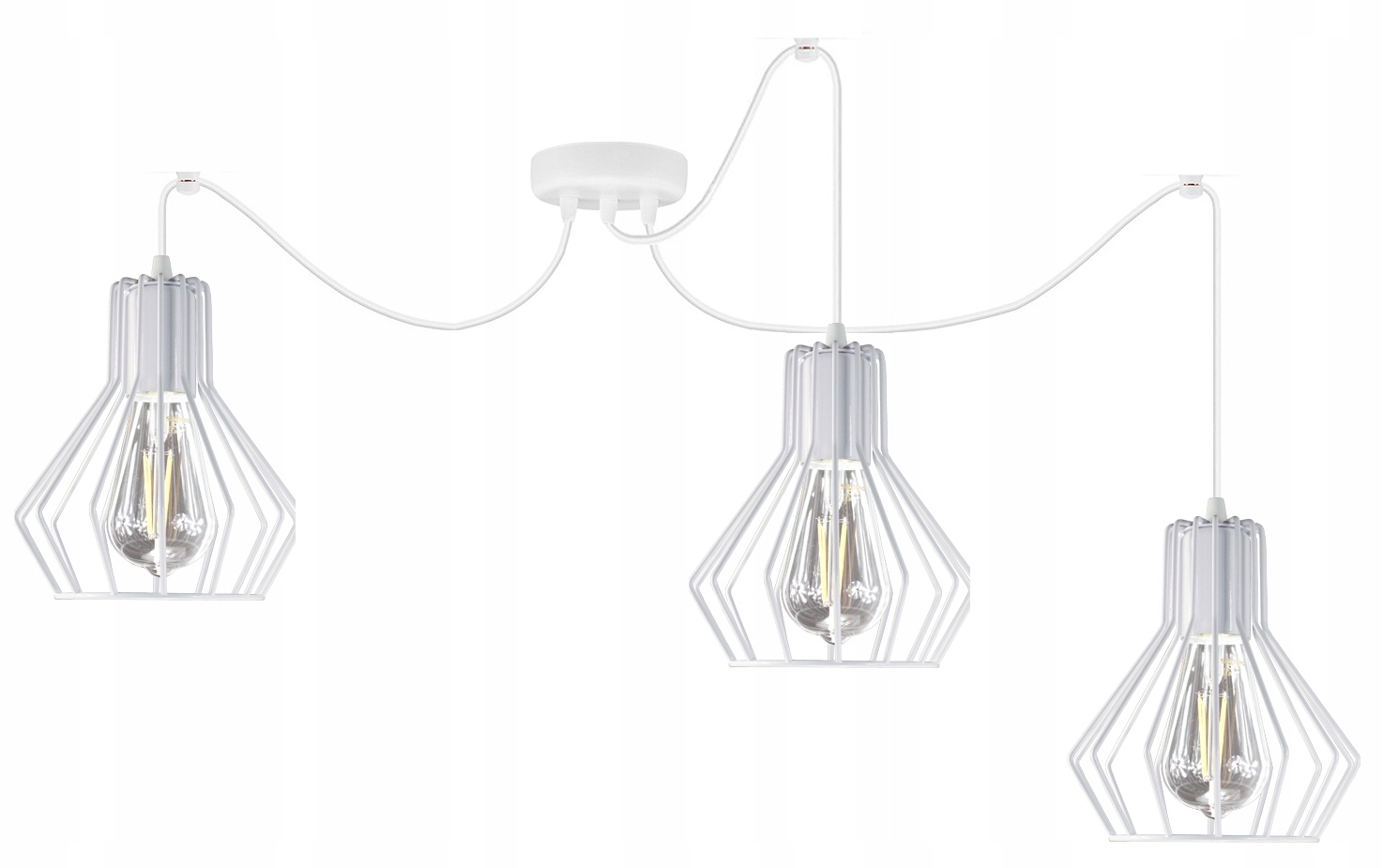 Pavouk Závěsná stropní lampa nastavitelná drátěná Bell bílá stropní lampa