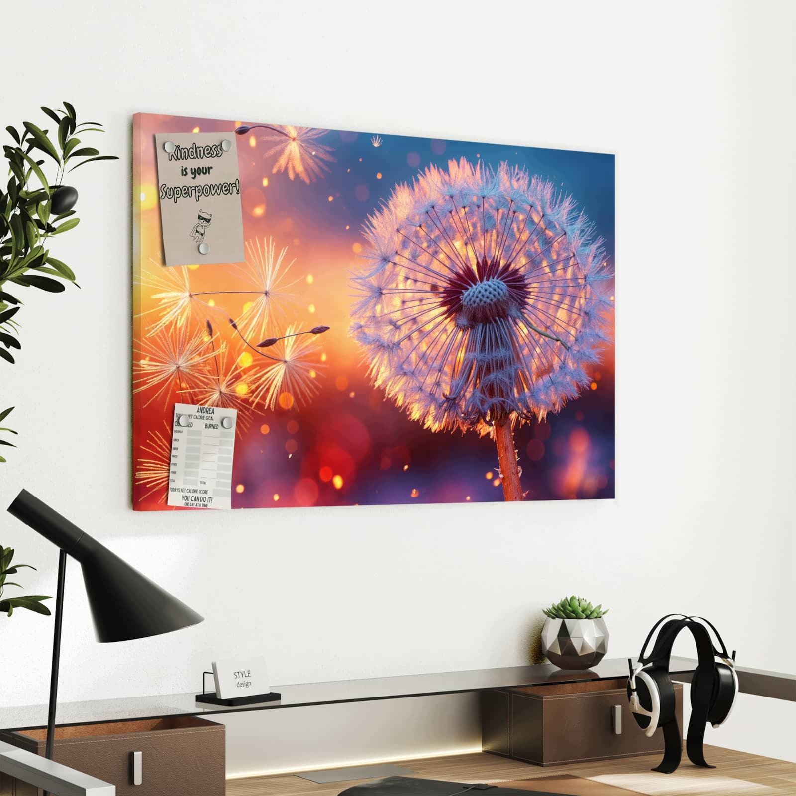 Magnetická tabule Pampeliška Západ slunce 60 × 40 cm