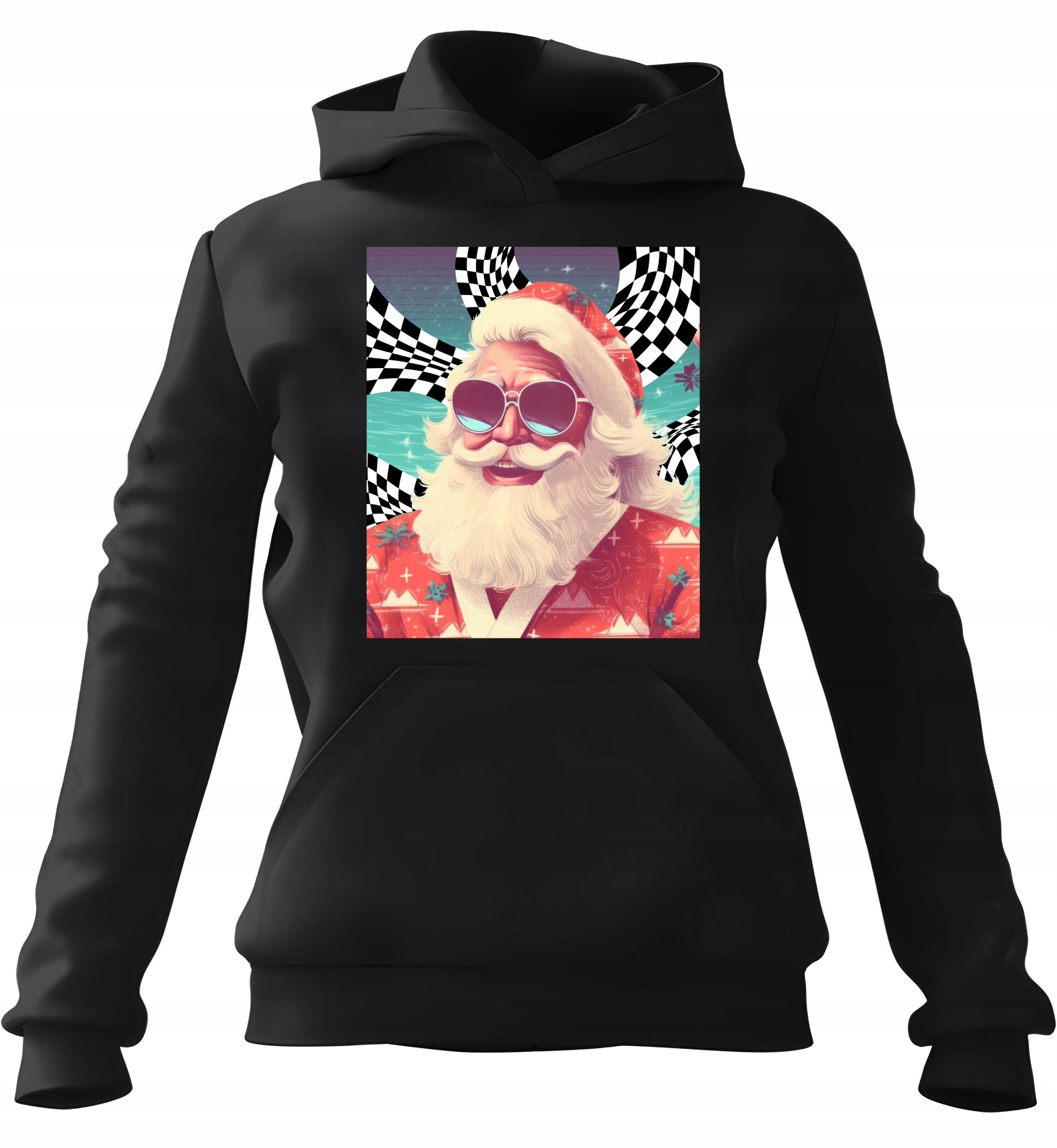 pánská mikina s kapucí Vintage Mikuláš Šachovnice Černá XL Pro něj Face