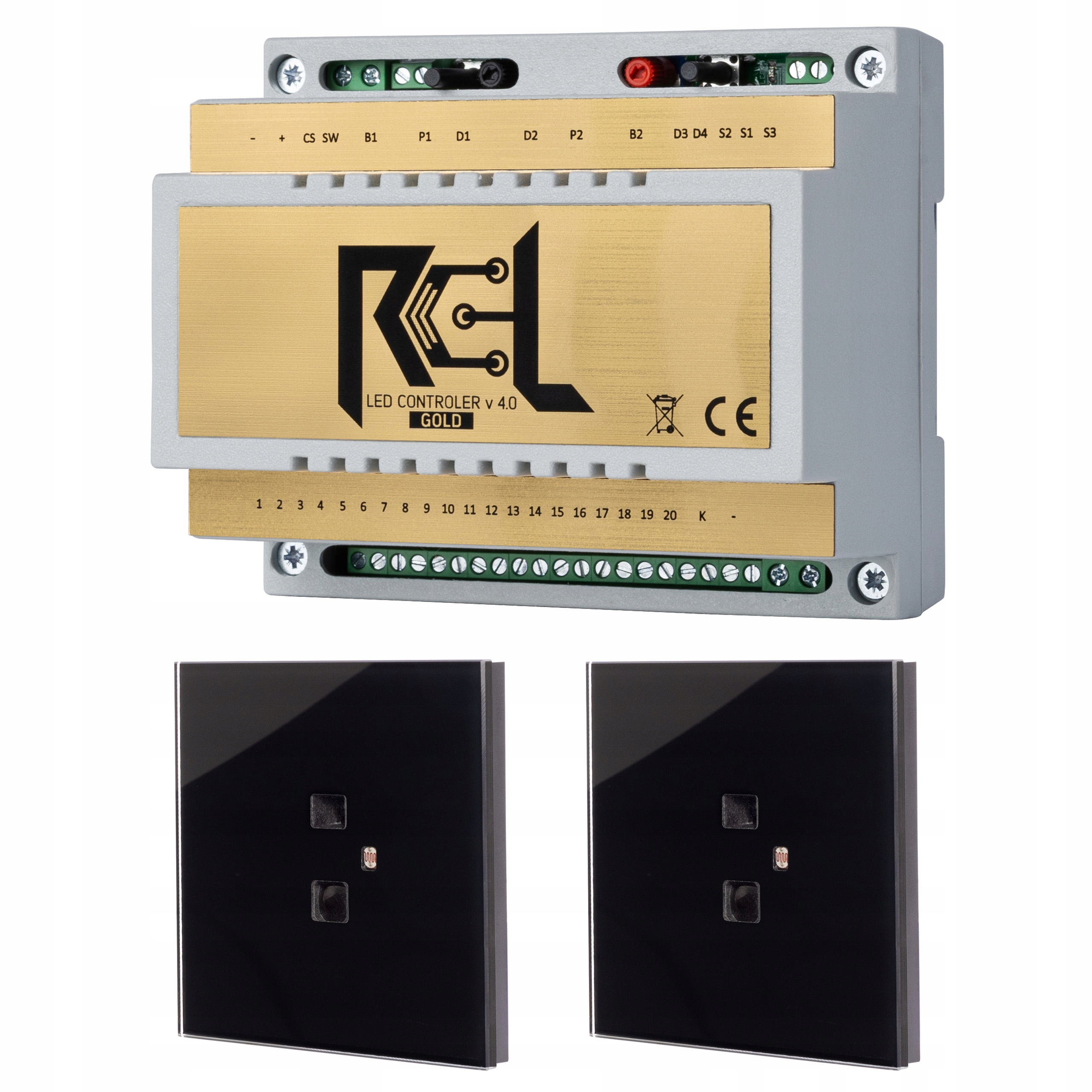Sada Schodiskový ovládač Rcl-led Gold, snímač vzdialenosti RG_1_GLASS_BLACK