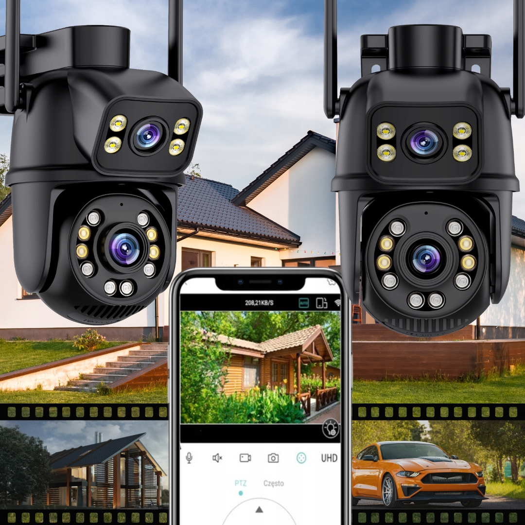 PODWÓJNA KAMERA OBROTOWA WIFI IP UHD AUDIO ZEWNĘTRZNA 6MPX 6MP 4K DETEKCJA Kod producenta podwójna kamera wifi audio Q8 aplikacja icsee