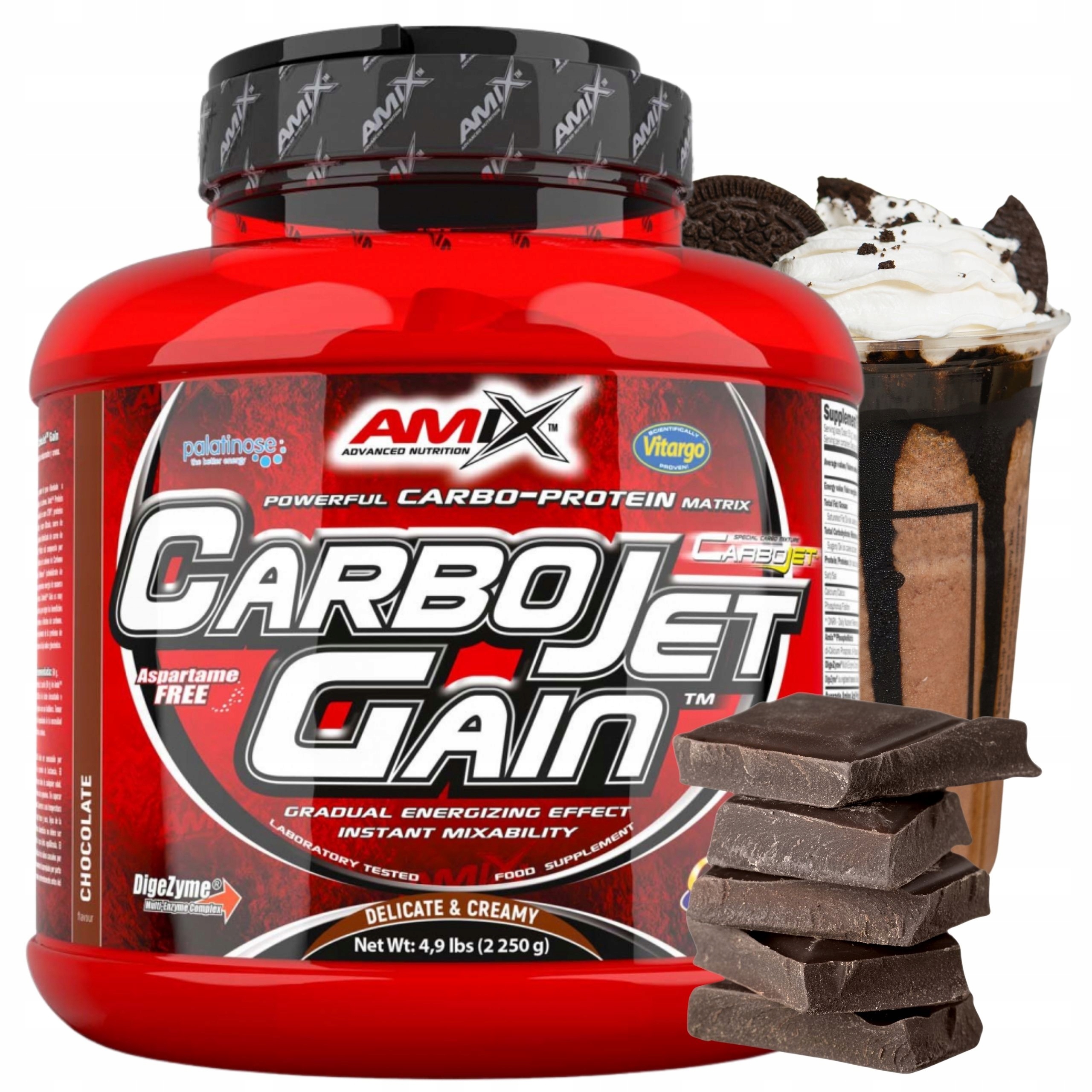 Gainer Čokoládový Prášek Doplněk Stravy na hmotu Sacharidy Komplexní Cfm protein