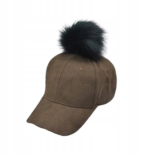

Czapka z daszkiem velvet z mega pomponem Military