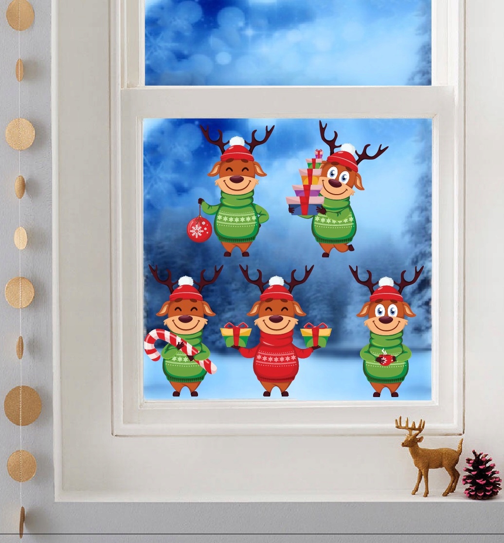 WIELORAZOWE naklejki świąteczne na okno RENIFERKI Marka MagiczneSciany