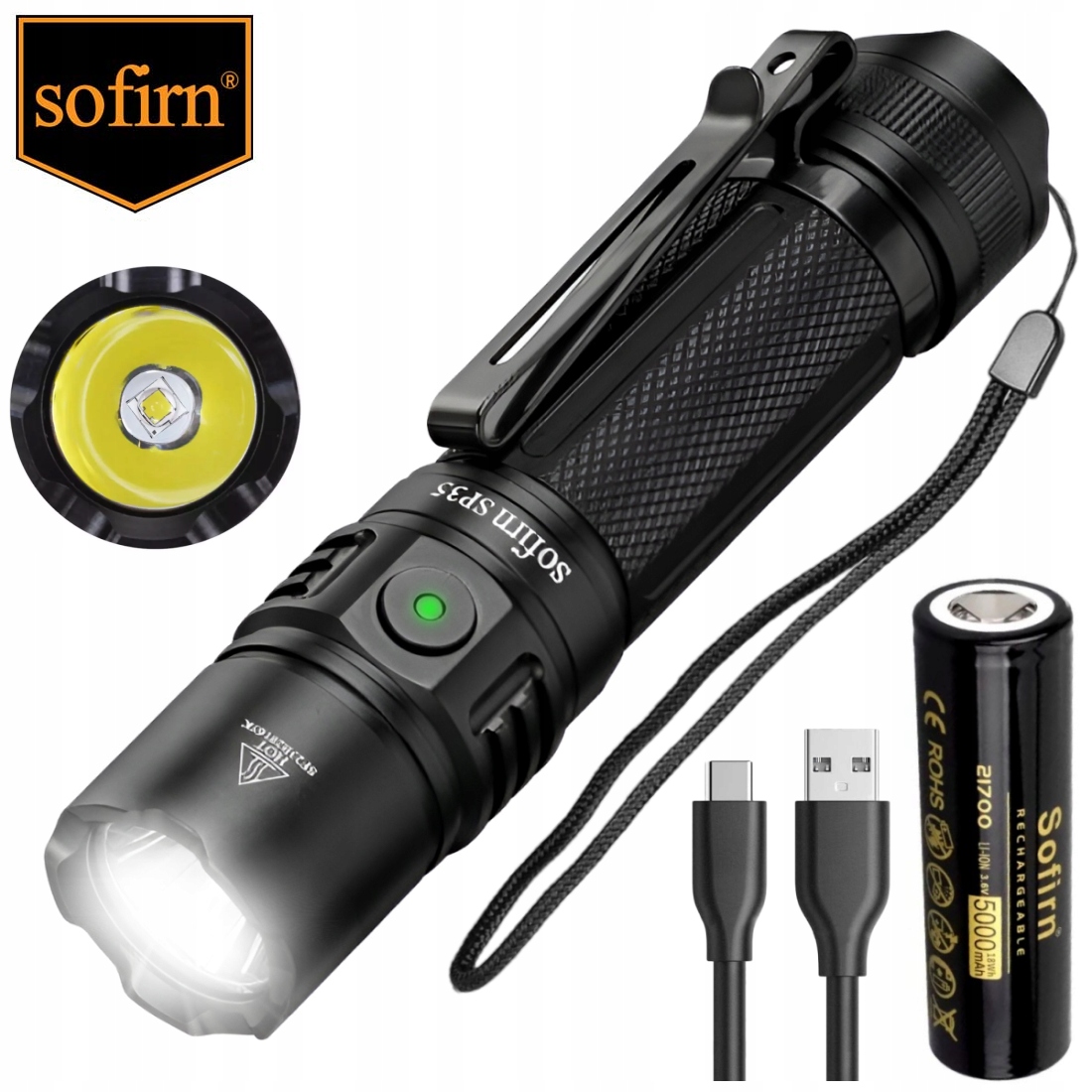 Sofirn SP35T Latarka Led Akumulatorowa 21700 Edc Usb-c IPX8 3800lm