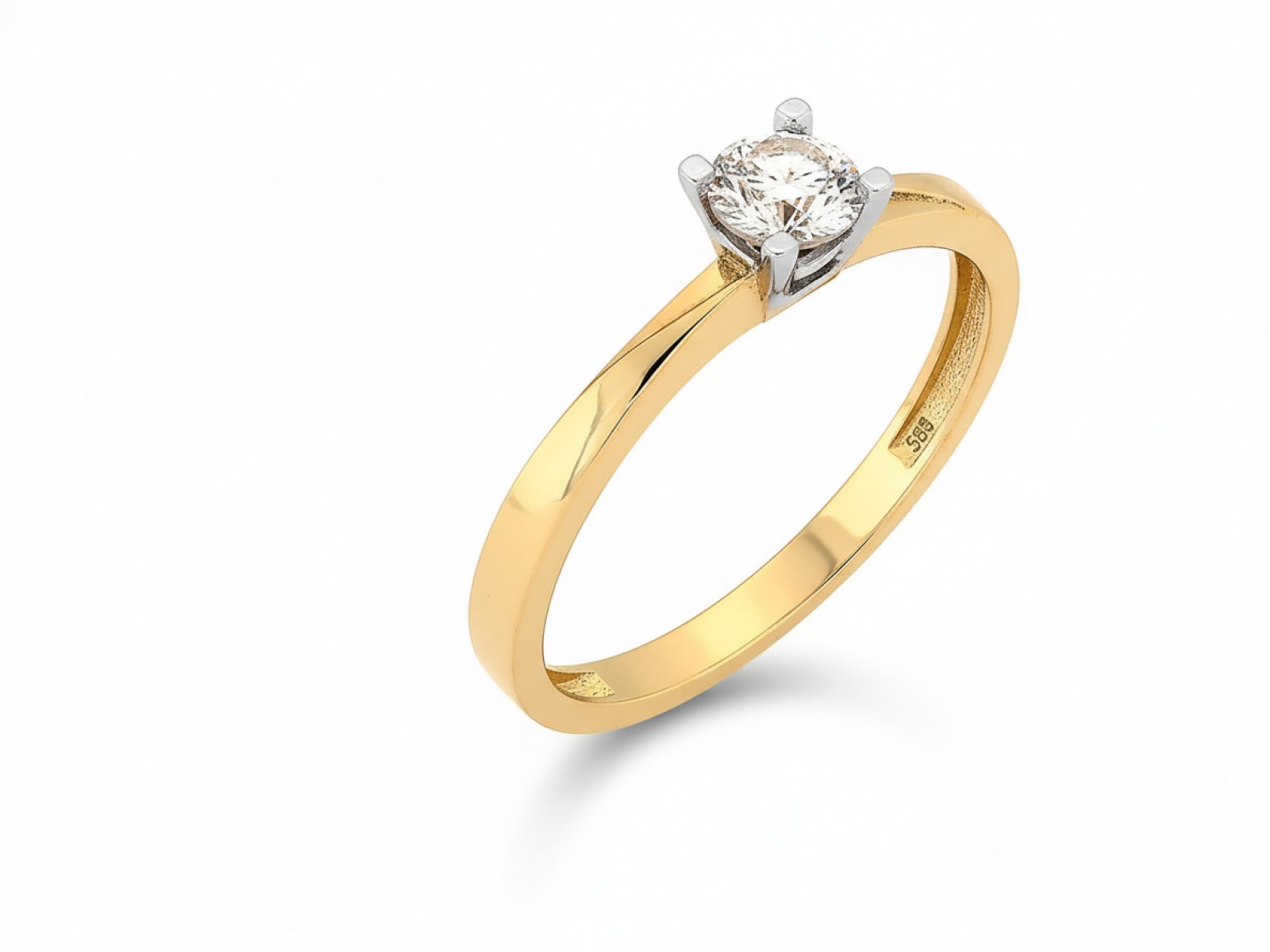 Zlatý dámský prstýnek 585 s zirkonem 1.52g r12, elegantní design 14k