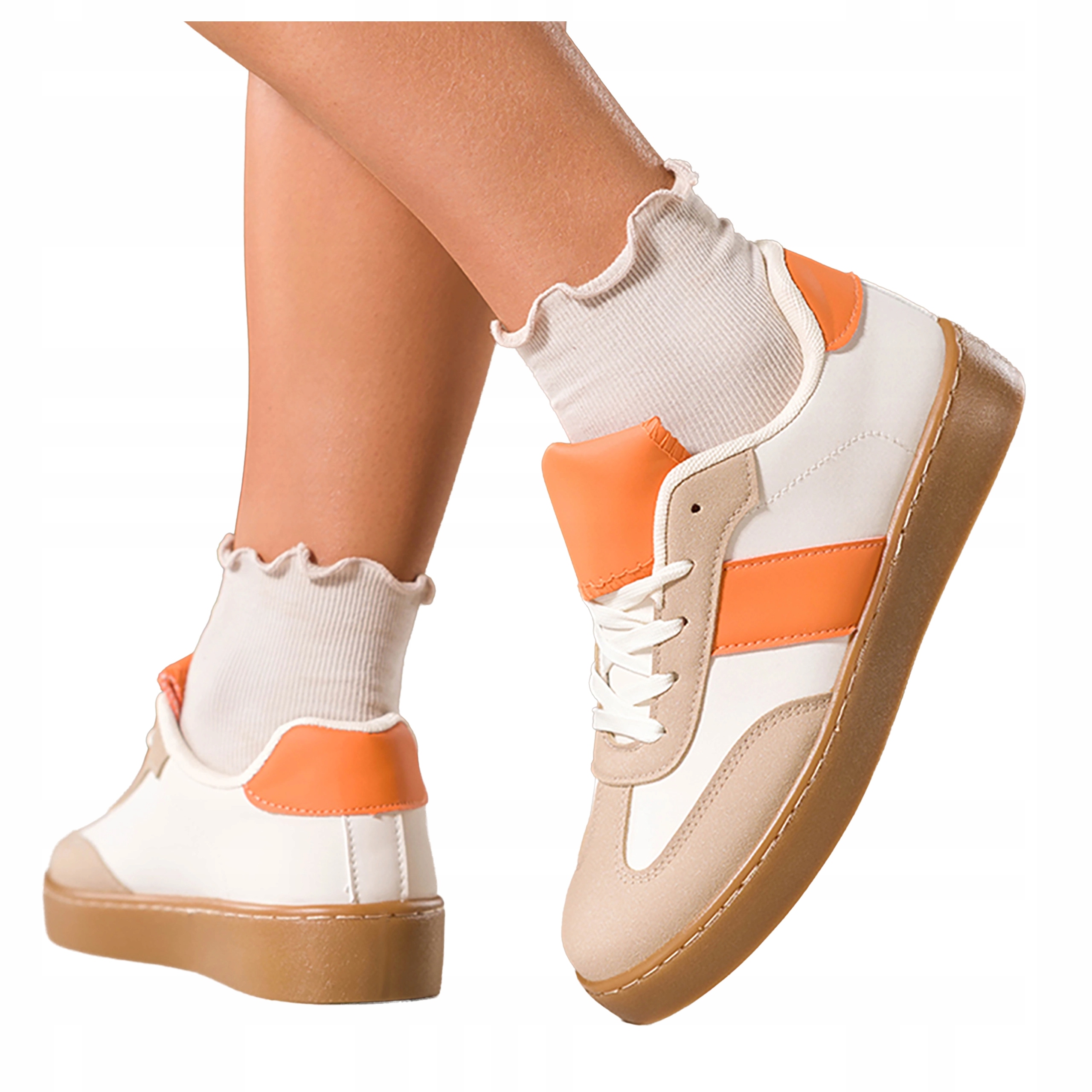 Bílé dámské tenisky Pohodlné na platformě, šněrovací, Sportovní, velikost 41