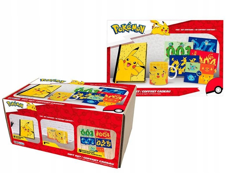 Pikachu Pokemon Set Hrnek Deník A5 Pohlednice Pika Pika Pokémoni