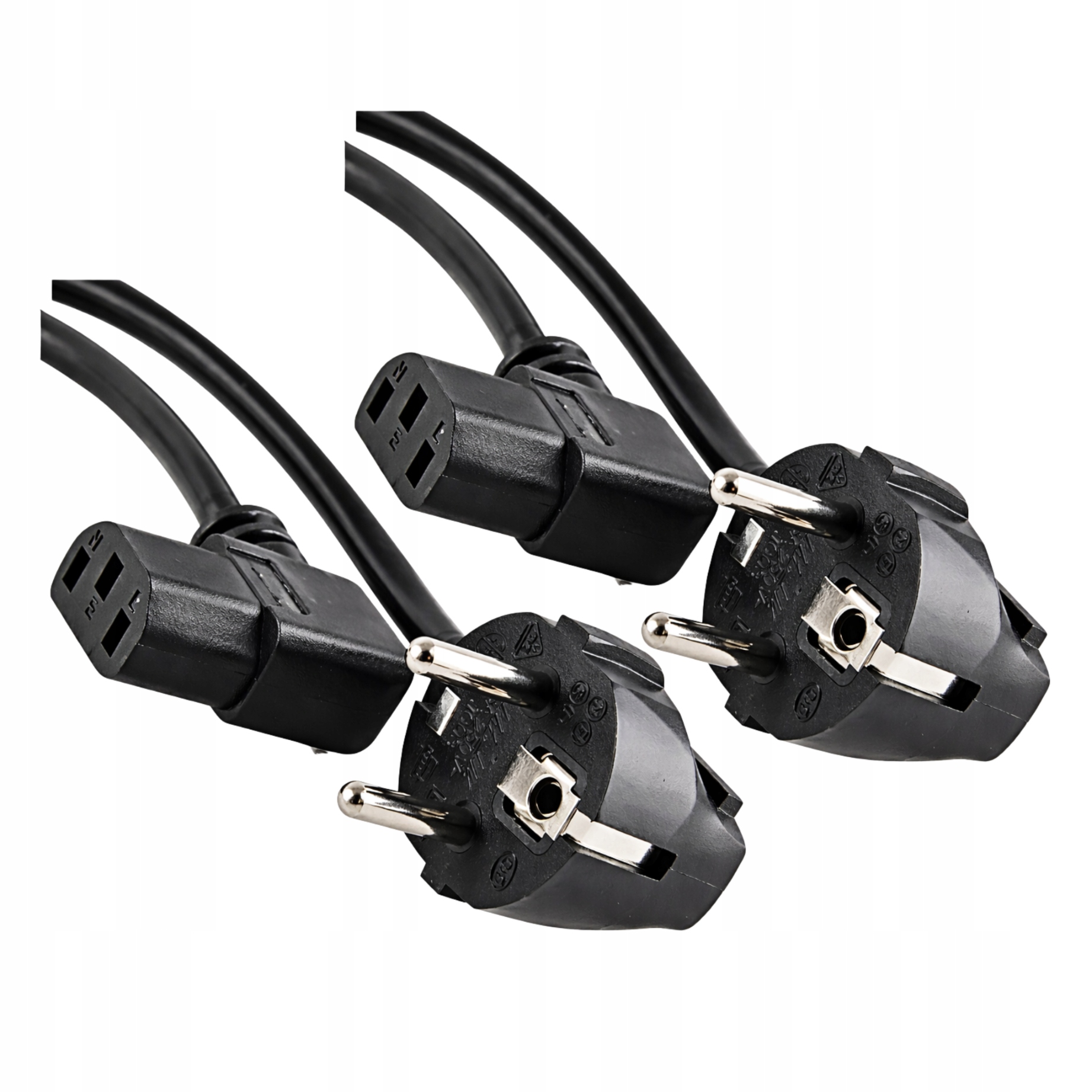 2x Kabel Przewód Zasiląjacy Kątowy 1,8M Łamany Do Komputera Monitora Tv