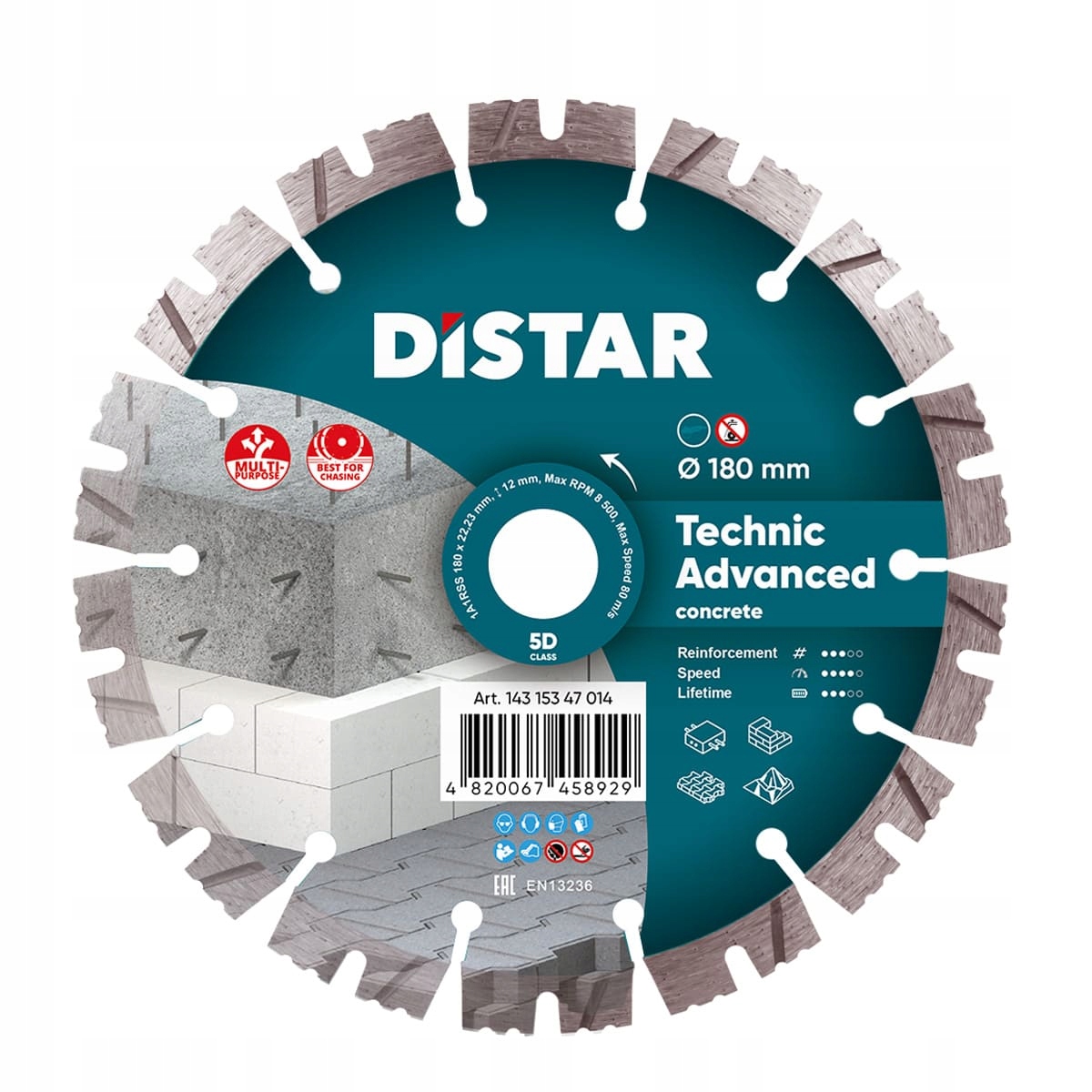 Distar Tarcza Tnąca Diamentowa 180x2,6x22,23 Do Betonu Granitu Technic Adv