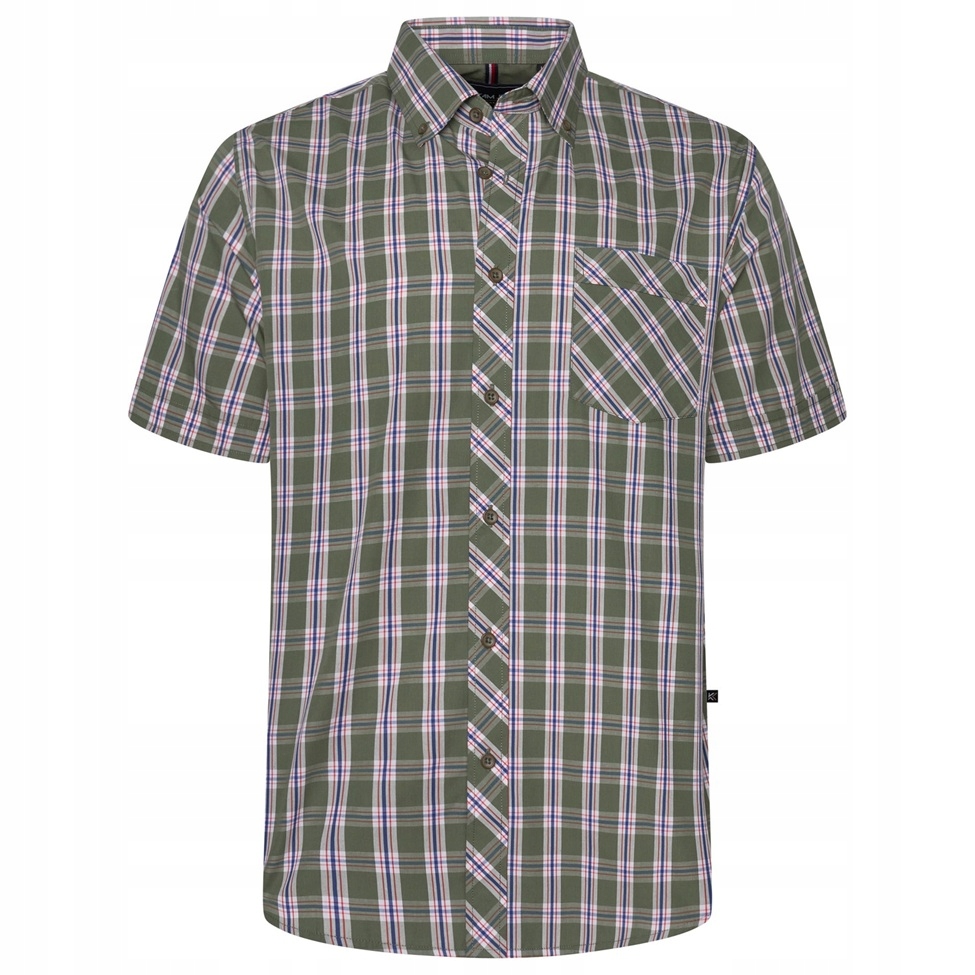 Pánská košile s mřížkou Zelená 6379 Kam Velké velikosti 3XL