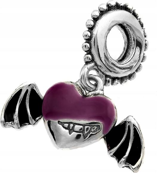 Přívěsek 925 na náramky, smaltované srdce s křídly, módní