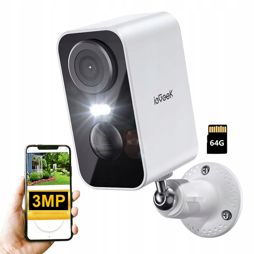 Kamera Akumulátorová Wifi 100% Bezdrátová Na Baterie Hd 3MPX 64GB