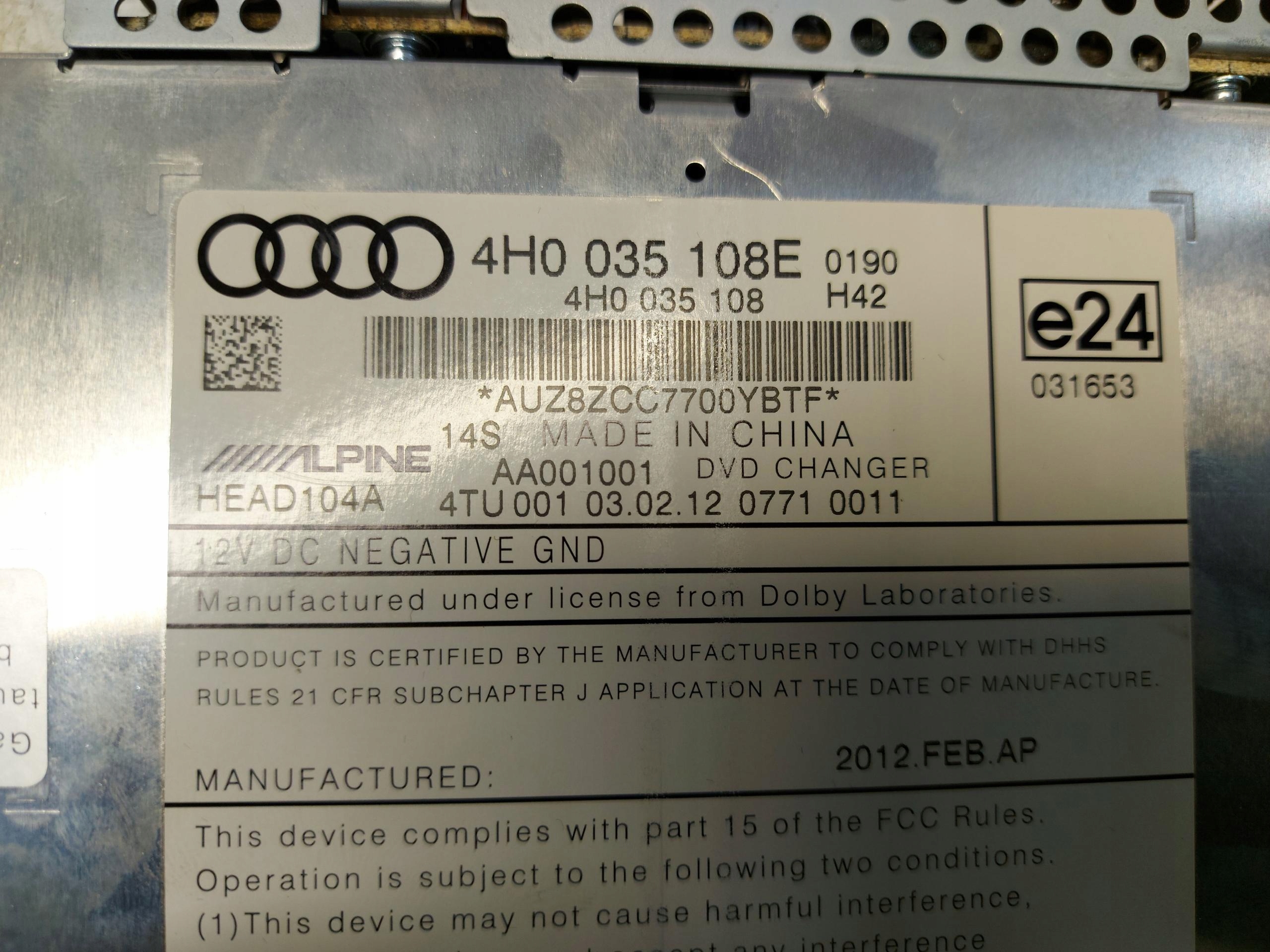 Audi A6 C7 ALLROAD changer PLYT CD DVD