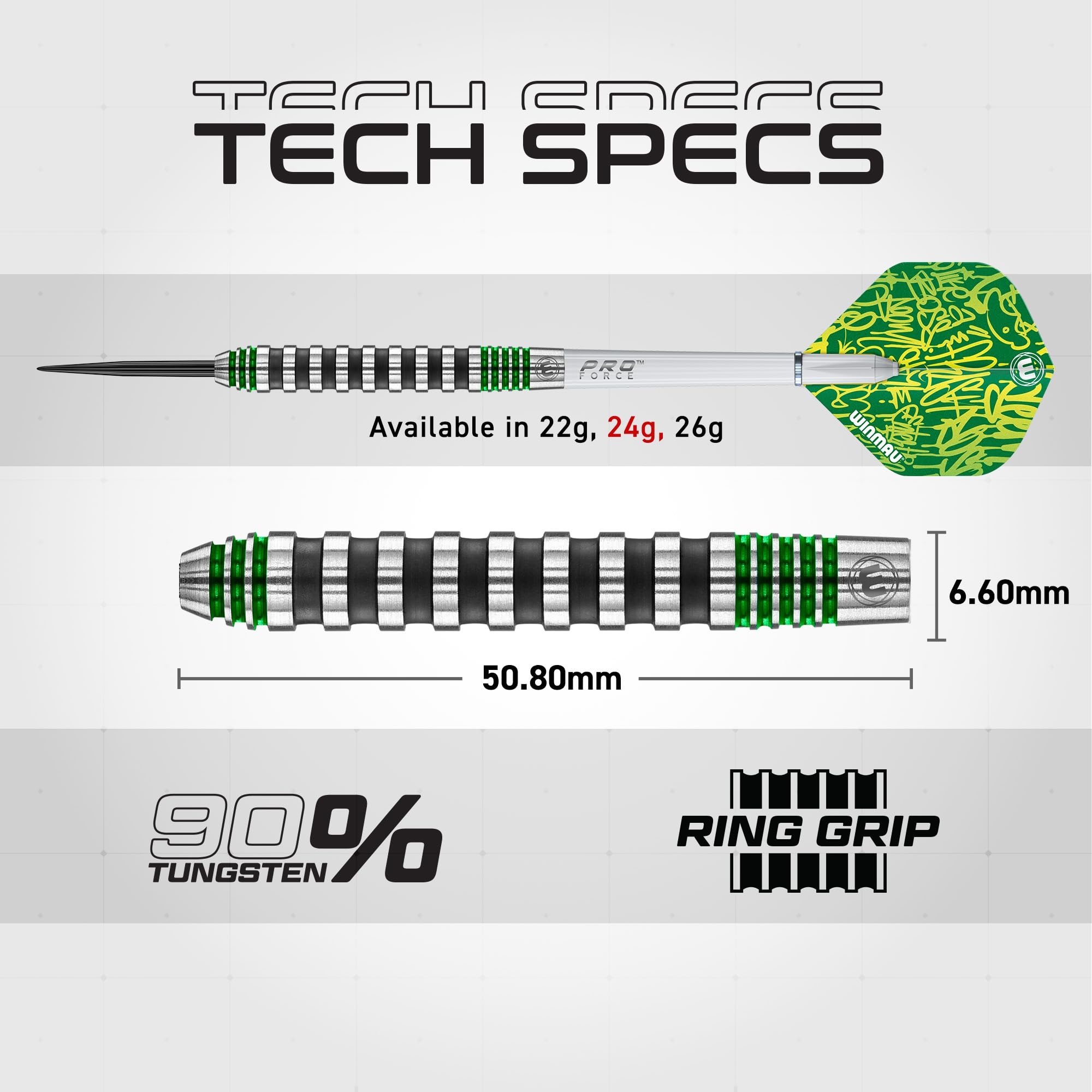 WINMAU Advance 500 Zielone Rzutki 24g Z Dartami i Piórkami — miniatura 4