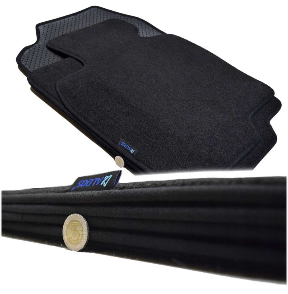 Czarne dywaniki welurowe Diamond, Lamówka - Kia Rio 2011-2016r. Liczba elementów 4