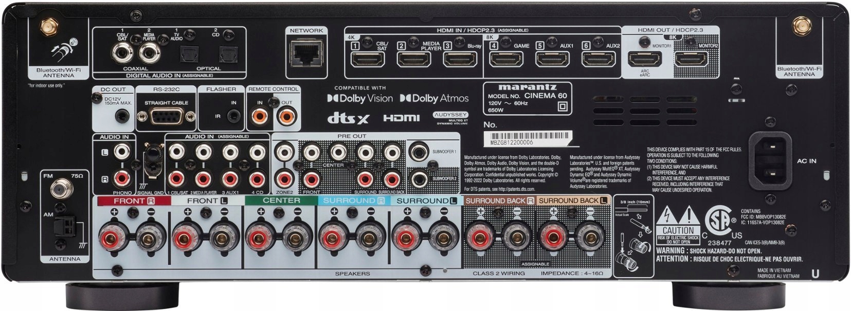 DALI OBERON WHITE 7 KOLUMN + MARANTZ CINEMA 60 = EKSCYTUJĄCE KINO 7.0 ATMOS Liczba cyfrowych wejść optycznych S/PDIF 2