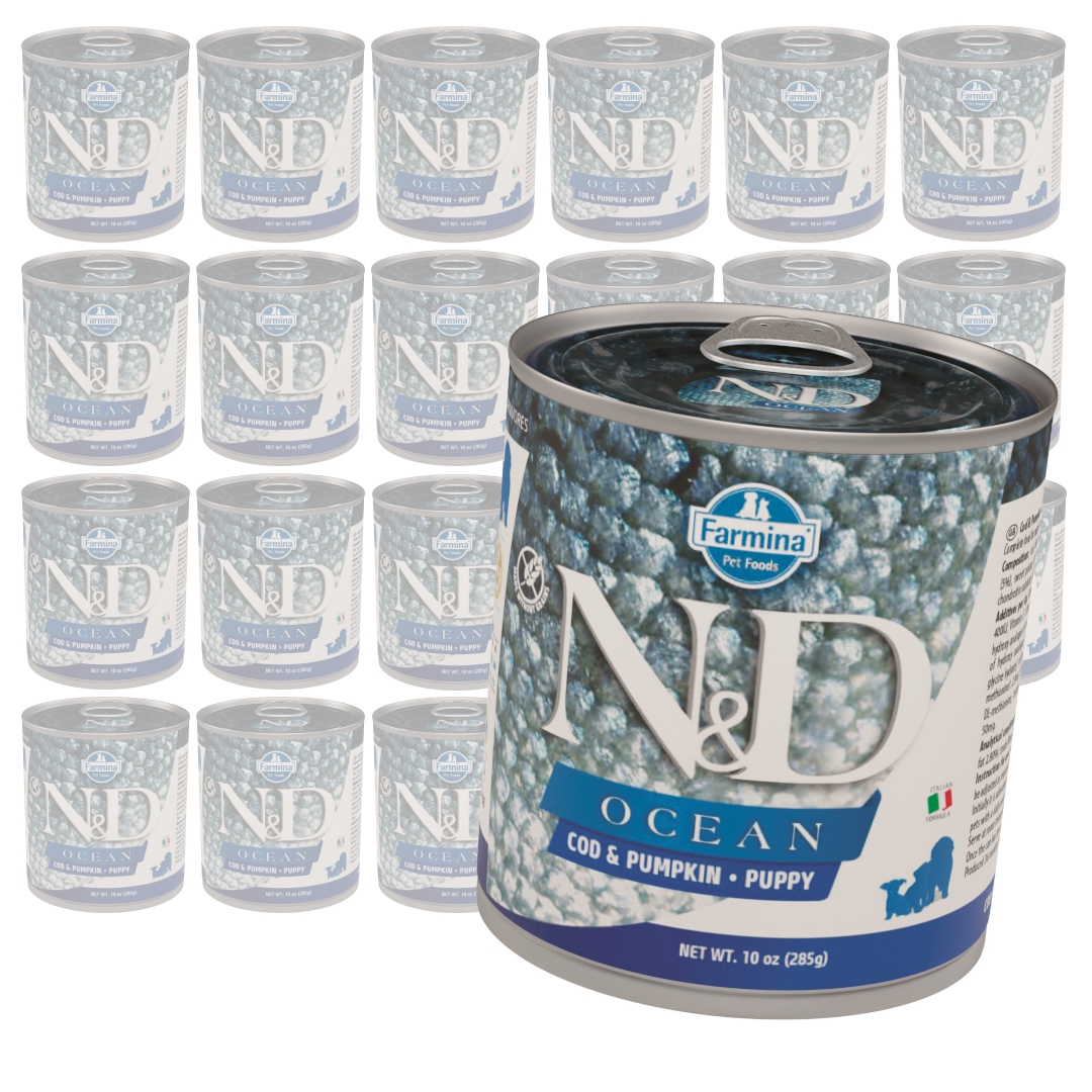Farmina N&amp;d Dog Ocean Puppy 24x285g Vlhké Krmivo pro štěňata Příčesek a dýně