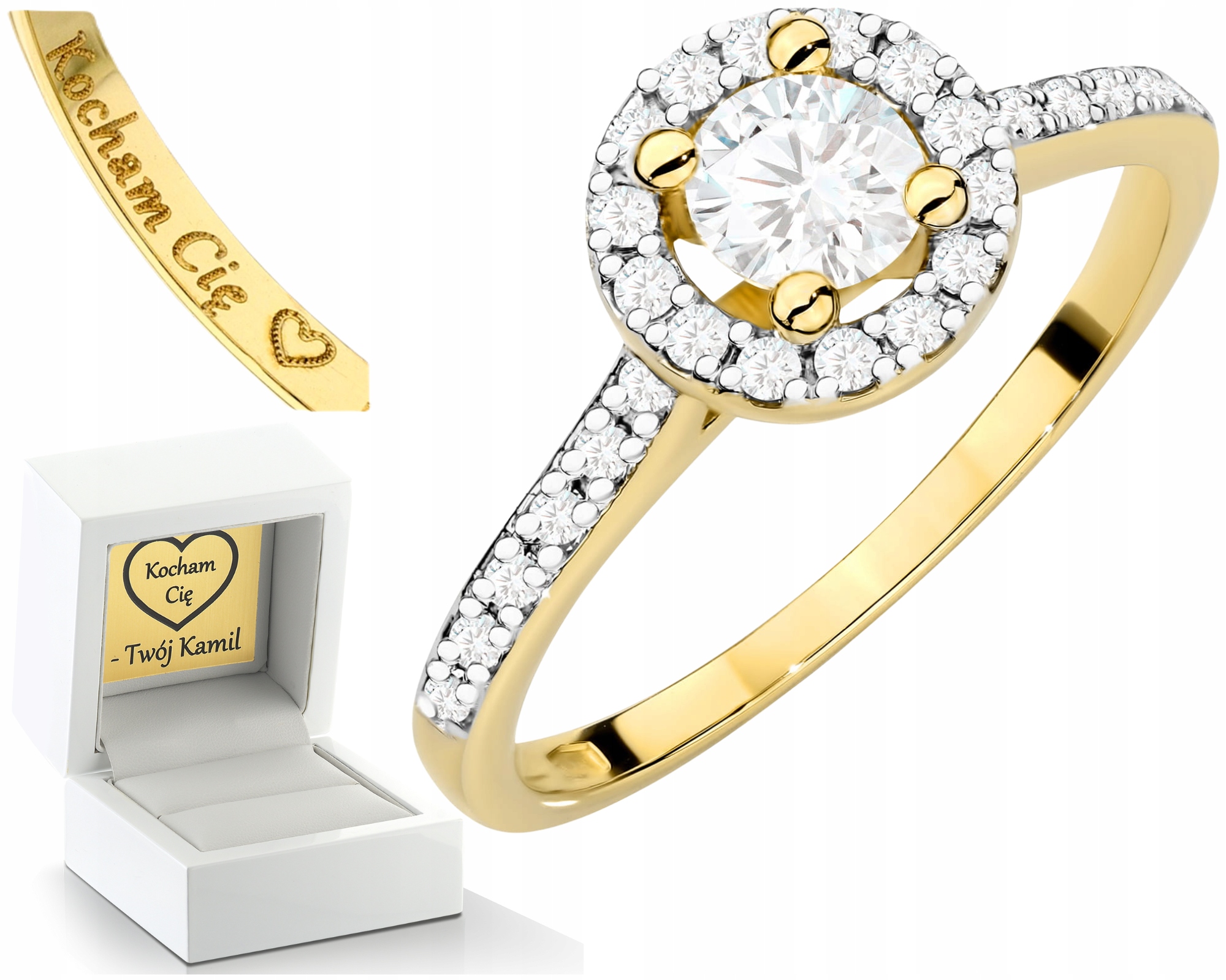 Zlatý Prstýnek S Diamanty 0,52 Ct Gravírování 585