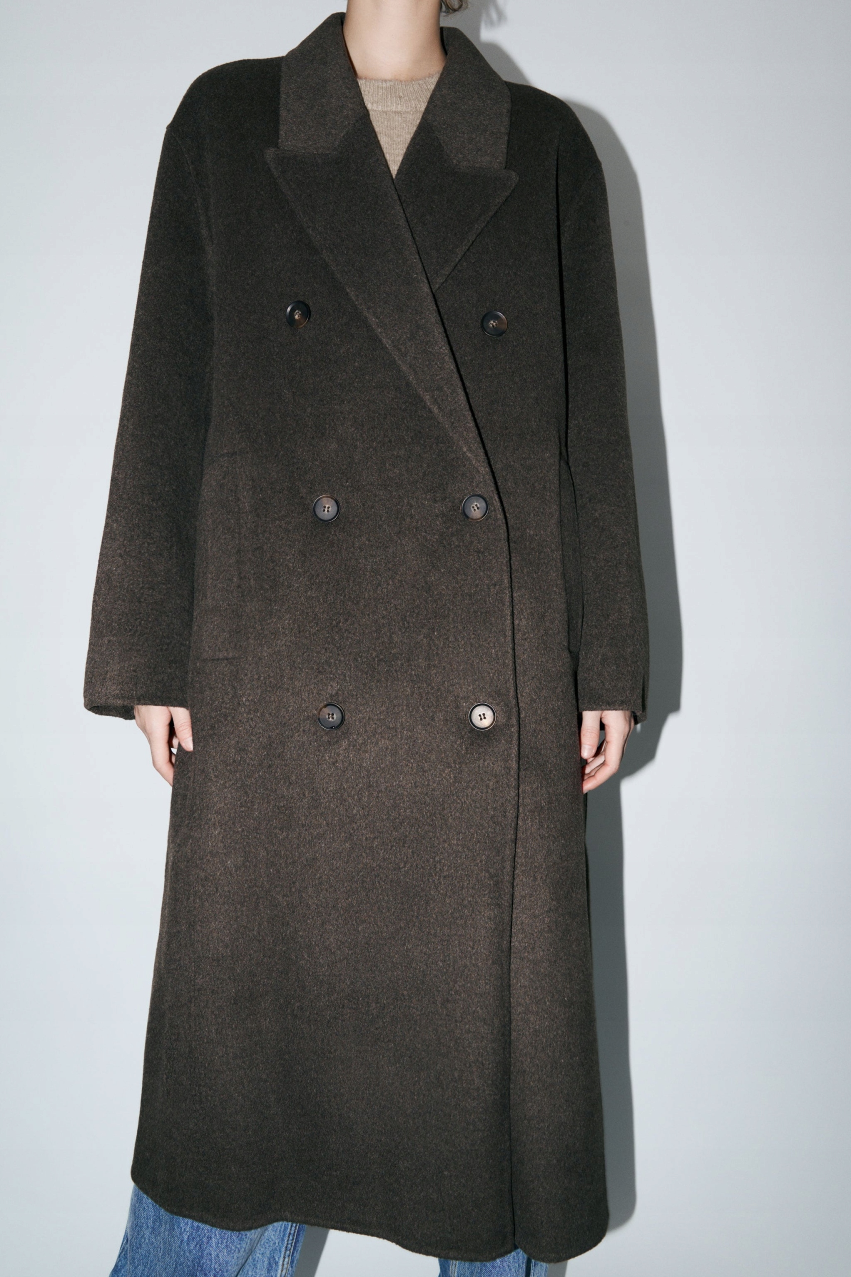 そら ZARA DWURZĘDOWY PŁASZCZ Z DWUWARSTWOWEJ TKANINY Z DOMIESZKĄ WEŁNY