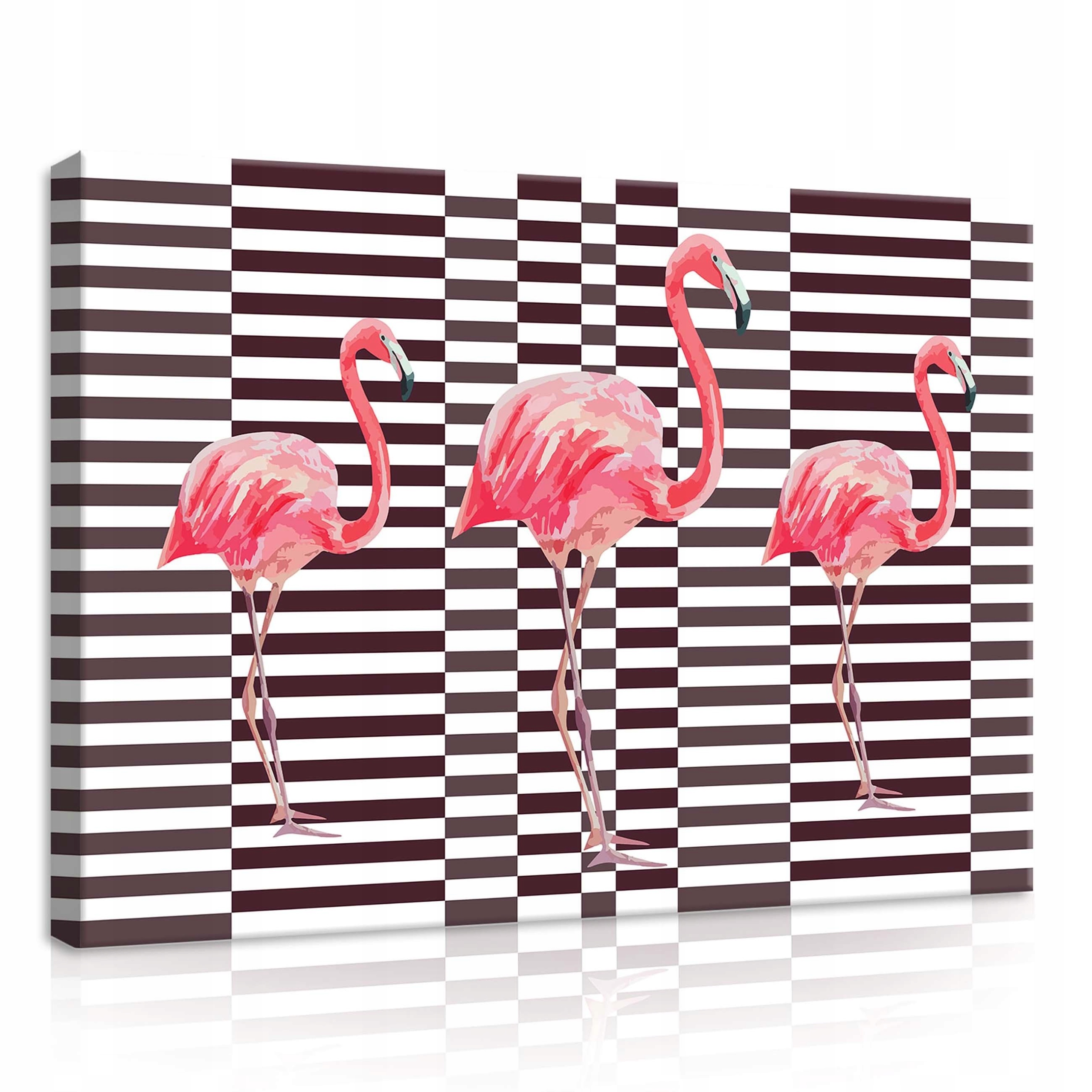 Obraz 70x50 Plameňák Růžový Geometrické Pruhy Moderní Ptáci Světlý