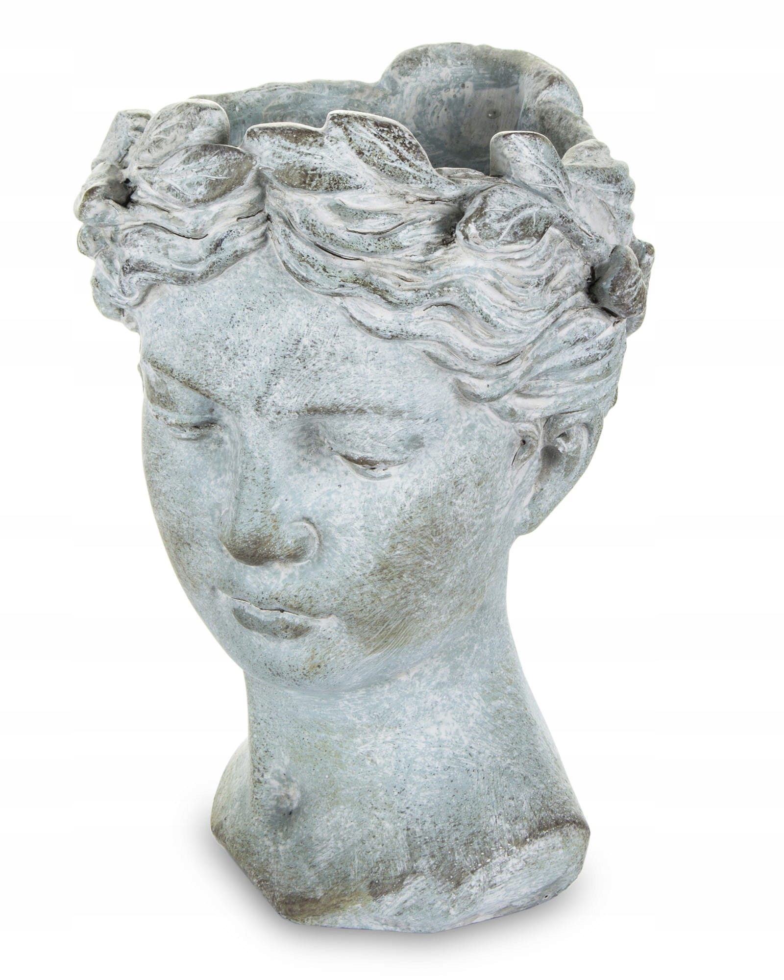 DONICZKA OSŁONKA WAZON GŁOWA BETONOWA SZARA 27 CM