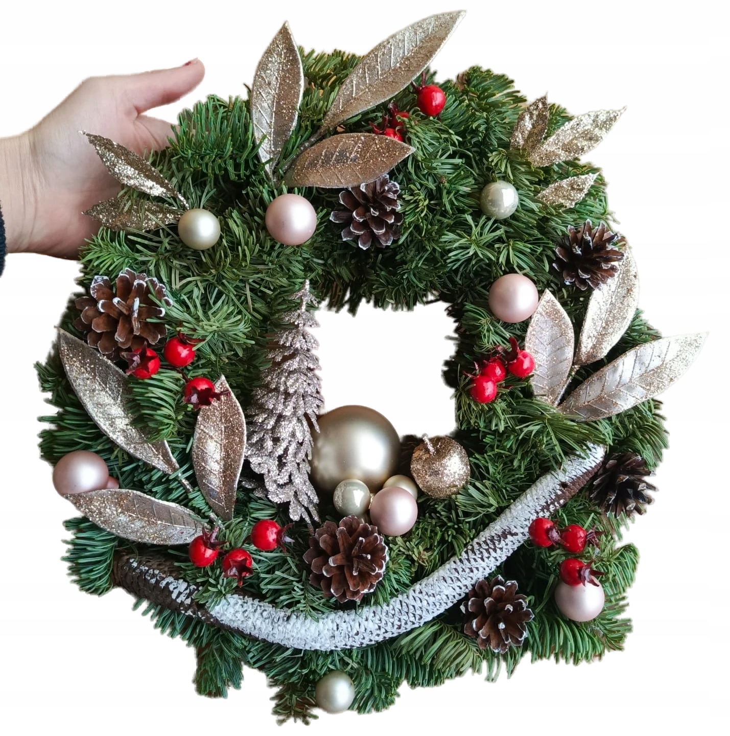 Sváteční Dekorační Věnec na dveře Živá jedle Nobilis 45 cm