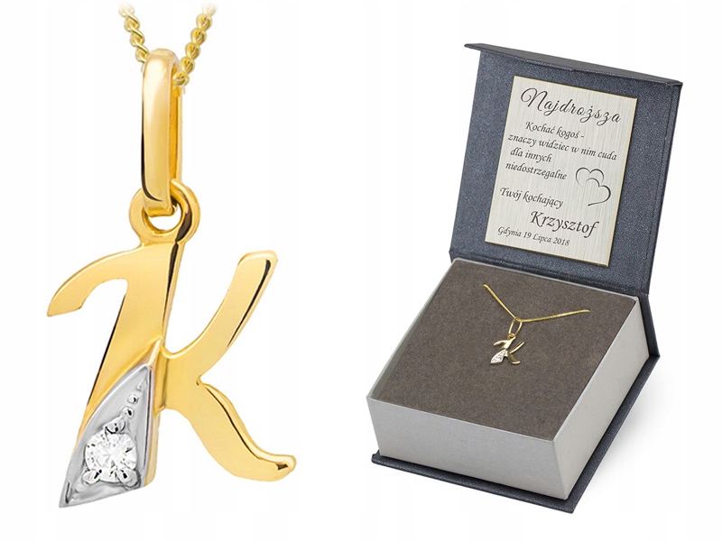 Zlatý Řetízek pr. 585 Přívěsek Písmenko K Gravírování