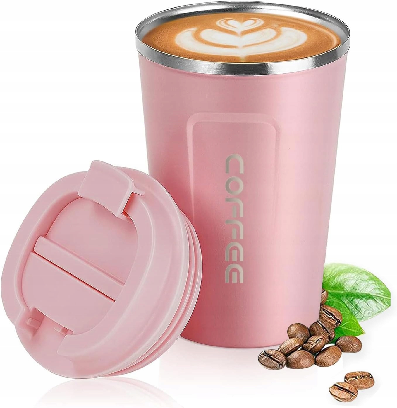 Termohrnek Termo Růžový Termos 380 ML Na Kávu Čaj Led Bpa Free