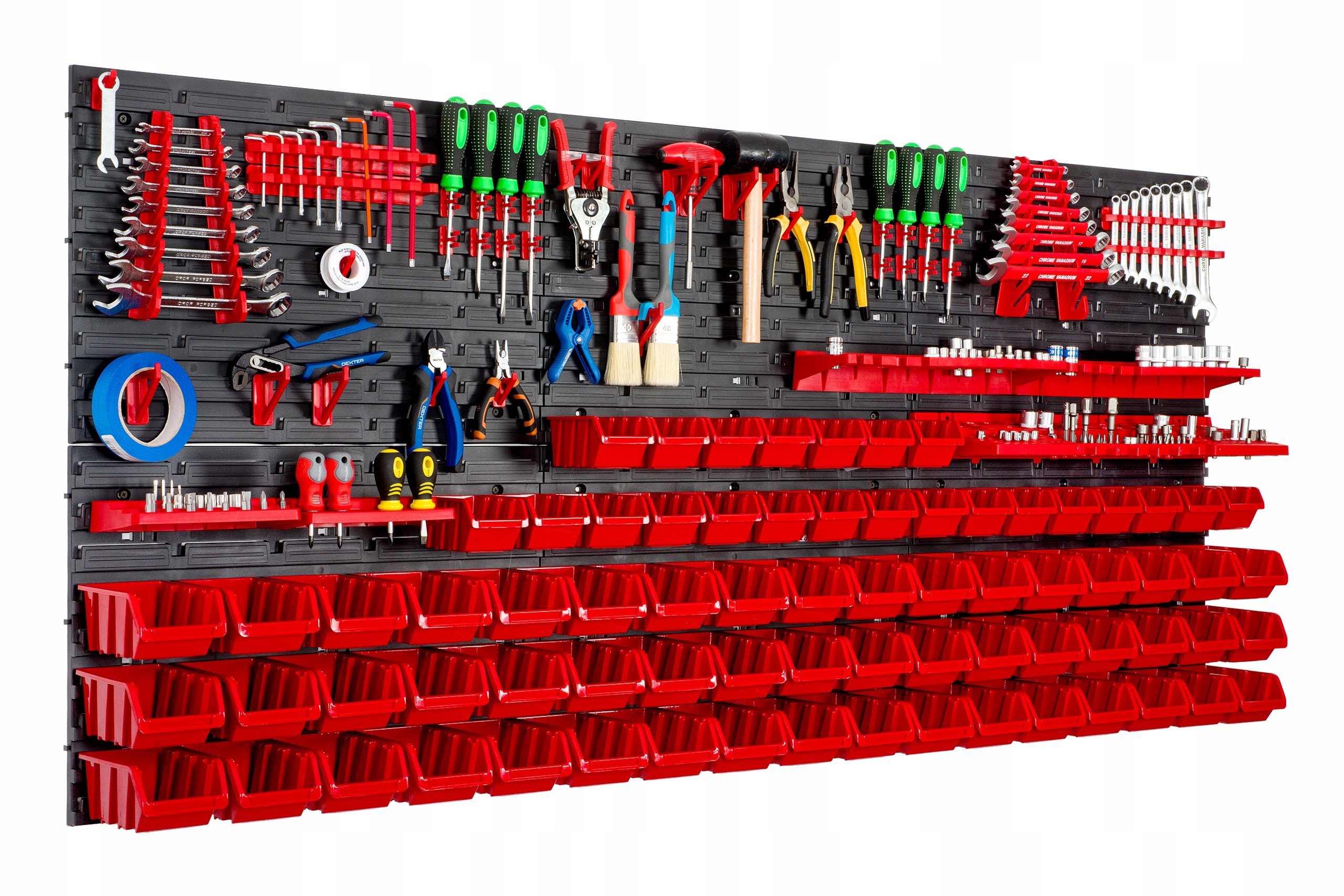 TABLICA ŚCIANKA WARSZTATOWA 173x78 CM 74 KUWETY