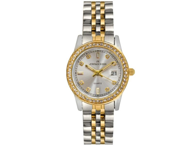 Dámské hodinky se zdobeným zirkonovým ciferníkem na náramku datumovka stříbro