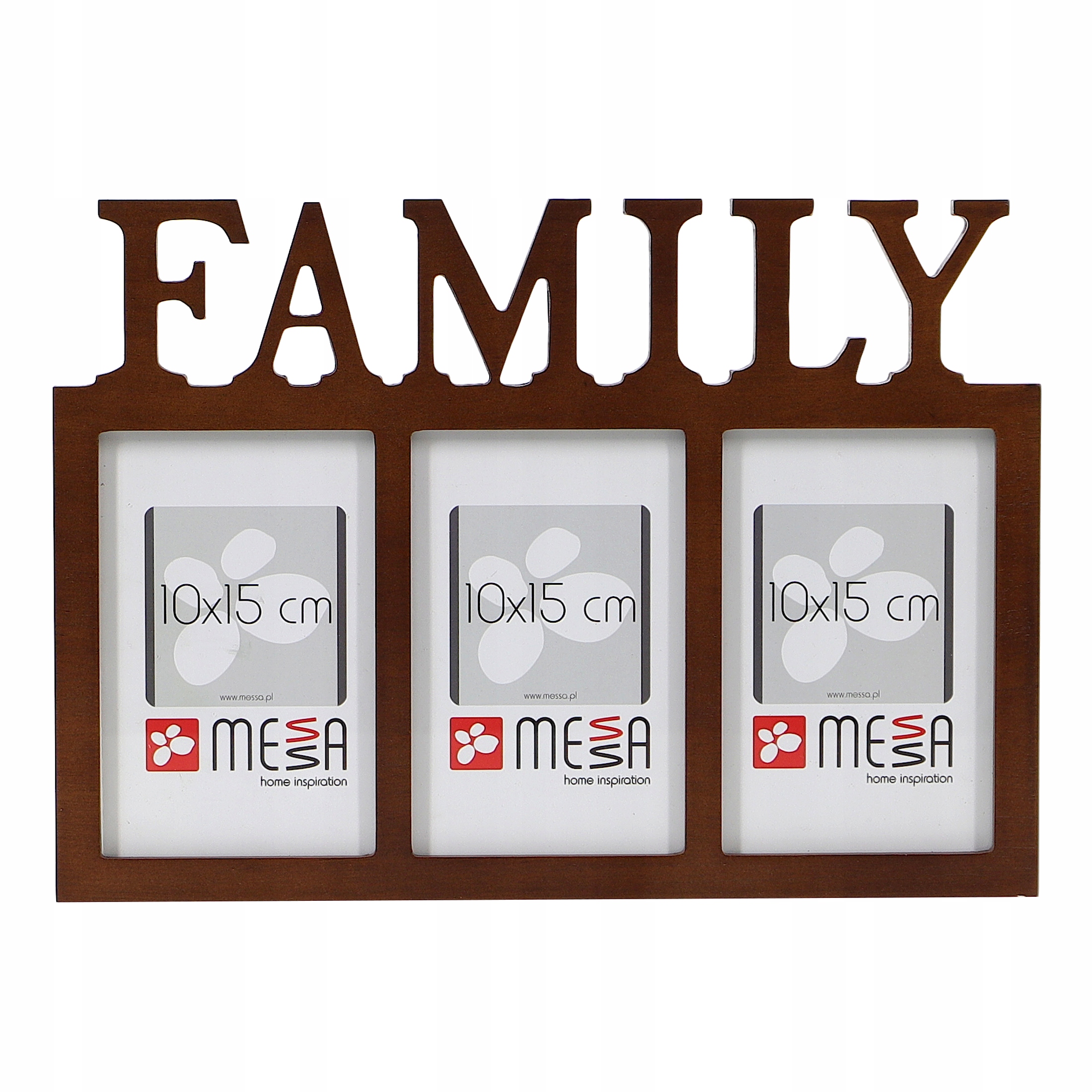 

Drewniana ramka do zdjęć rodzinnych. Family. Brąz