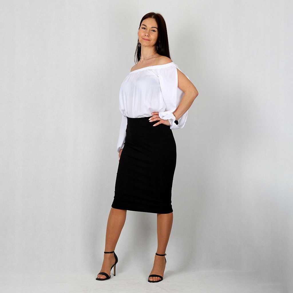 XS TUBA CZARNA spódnica dopasowana midi ołówkowa dzianinowa obcisła 34 Wzór dominujący bez wzoru