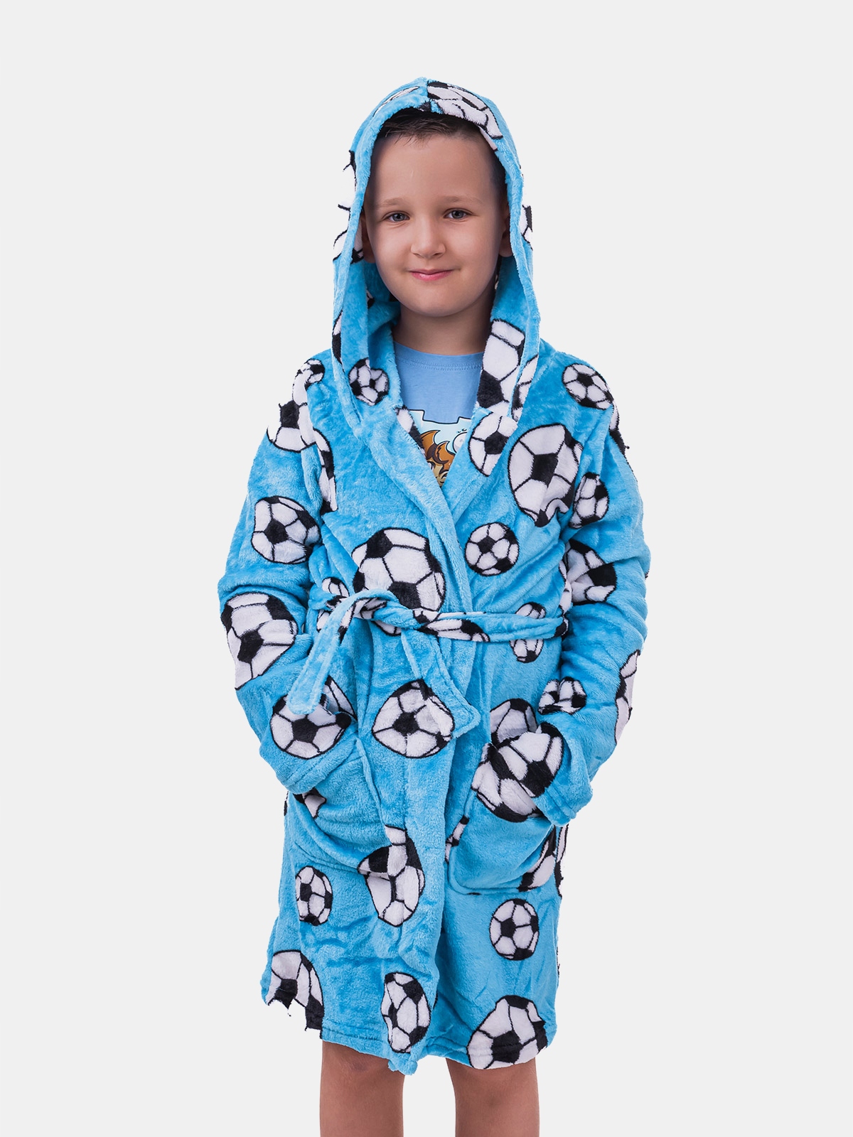 SZLAFROK CHŁOPIĘCY KAPTUR CIEPŁY MIĘKKI 116-122