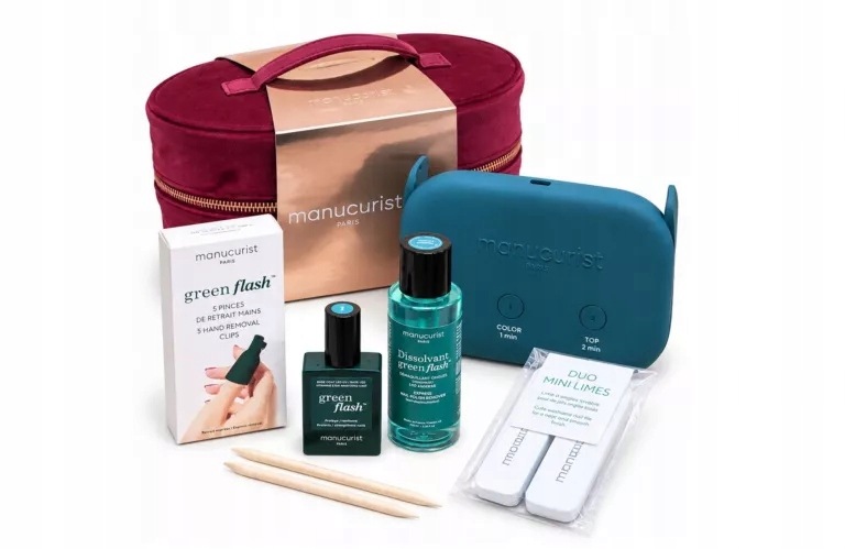 Manucurist Paris Green Flash Zestaw Do Manicure Led Led Kuferek Akcesoria