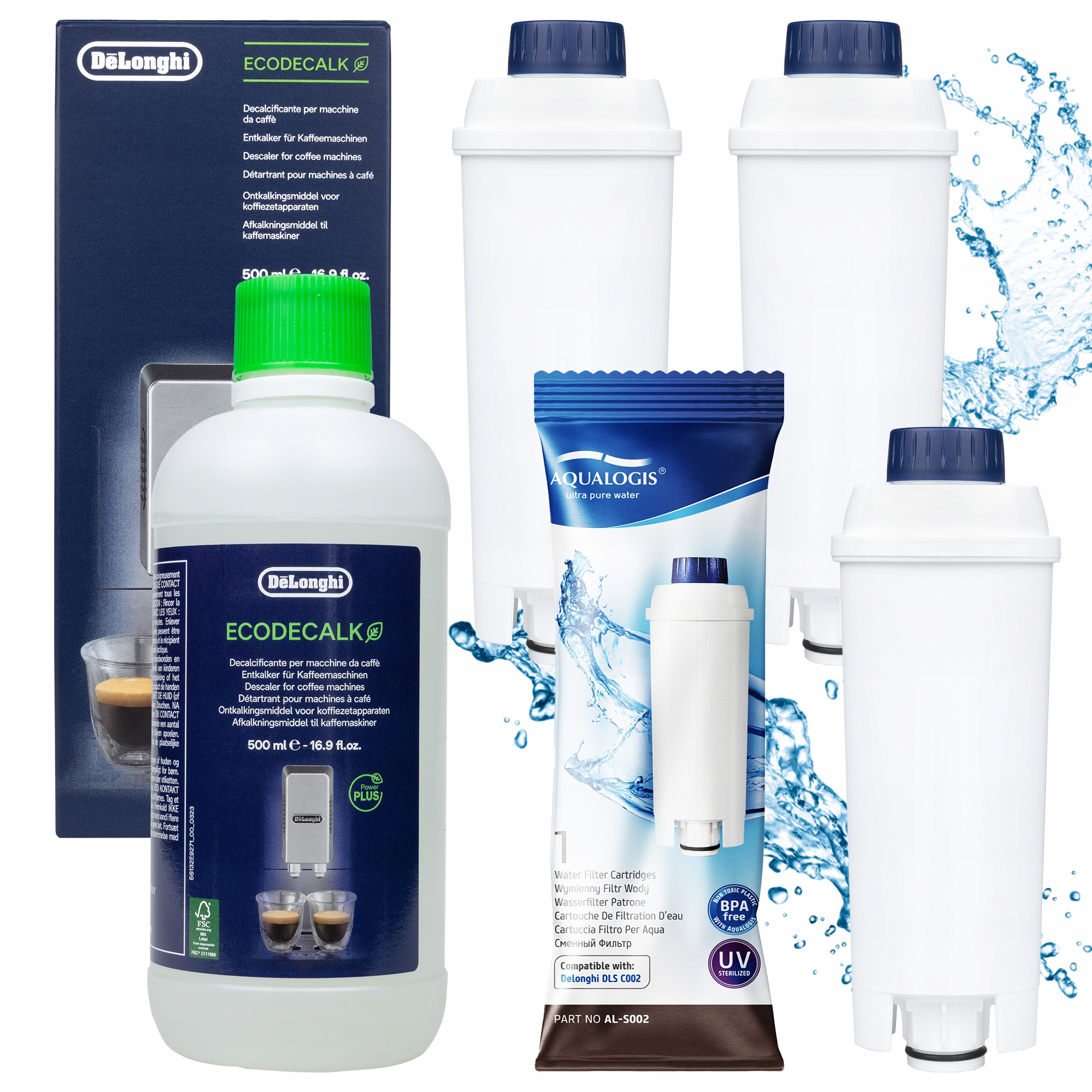 Filtr Do Ekspresu Delonghi AL-S002 Odkamieniacz EcoDecalk 500ml 3x Filtry
