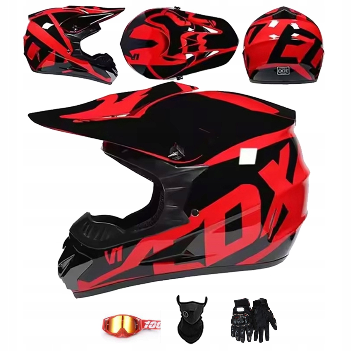 Motocyklová Přilba Crossová Lehká Enduro Quada Brýle Rukavice Maska L