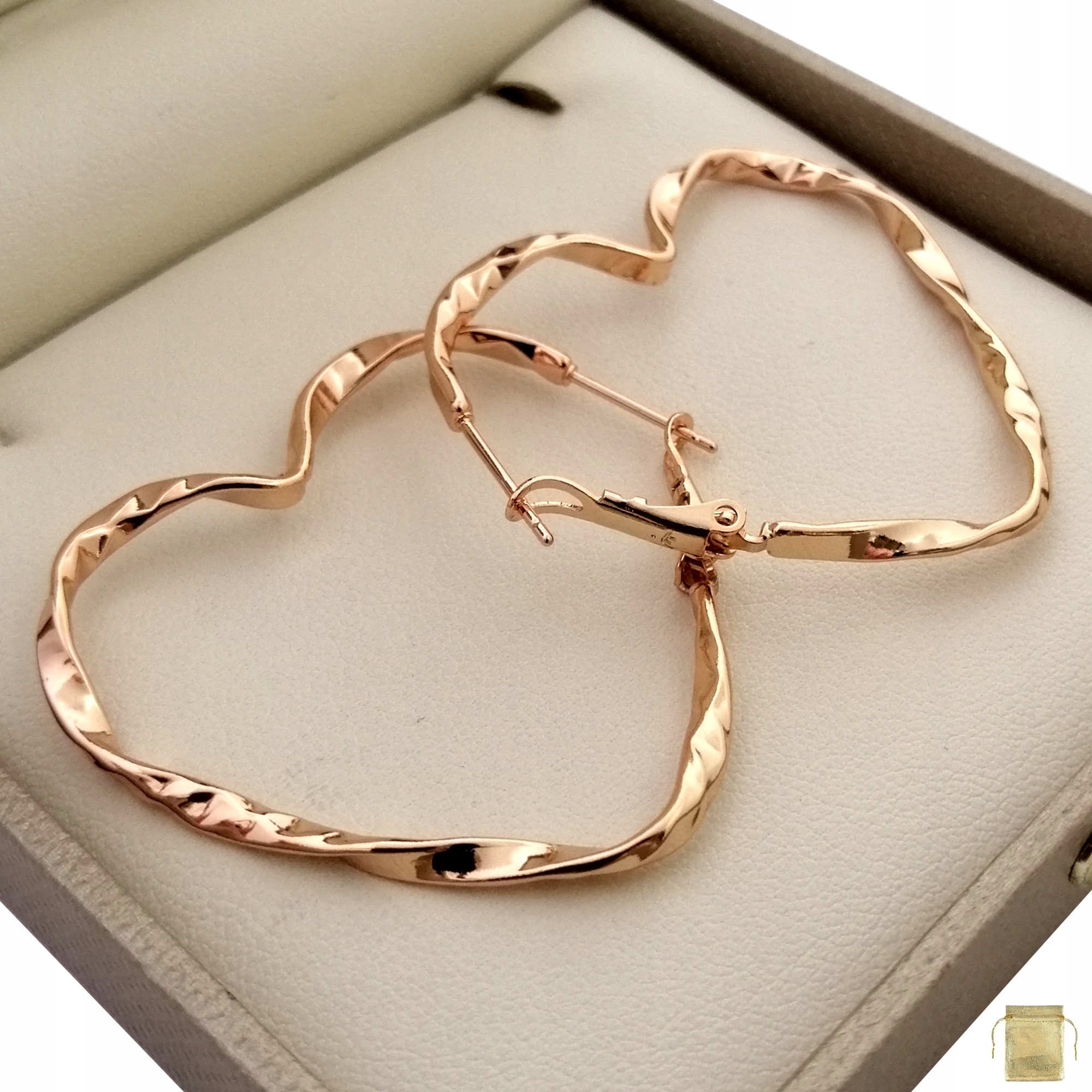 ZJAWISKOWE KOLCZYKI SERCA STAL CHIRURGICZNA 18K PREZENT DLA DZIEWCZYNY ŻONY