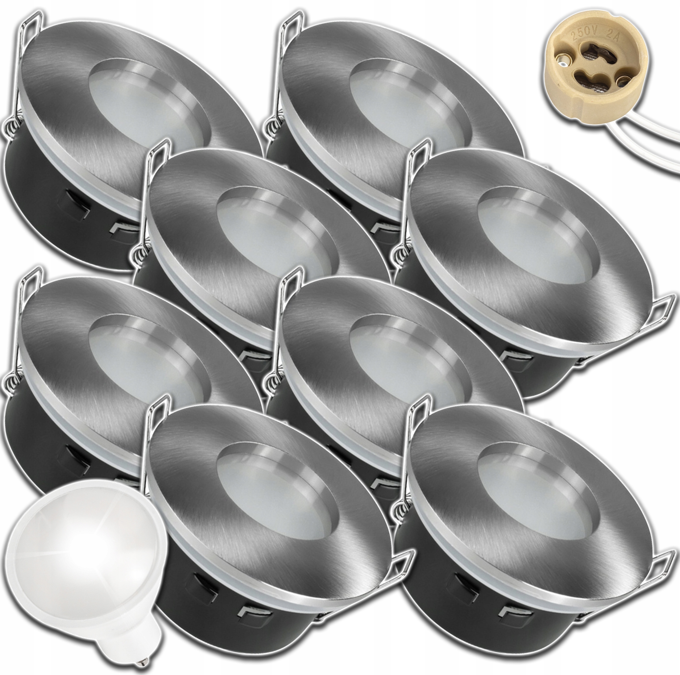 8x Kulatá Stříbrná Hermetická Venkovní Voděodolná Objímka IP64 Žárovka