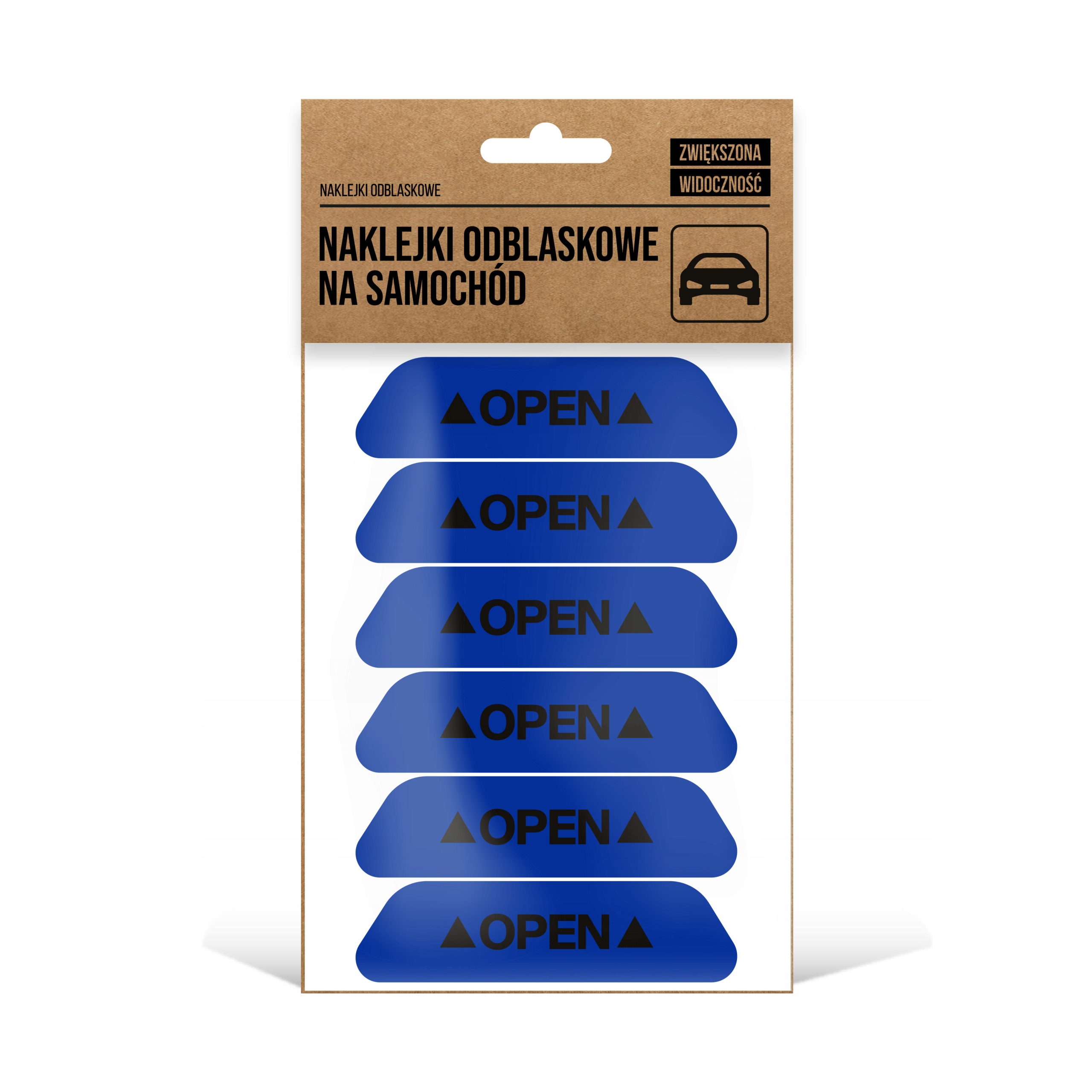 

Naklejki odblaskowe Open auto drzwi bagażnik 6 szt
