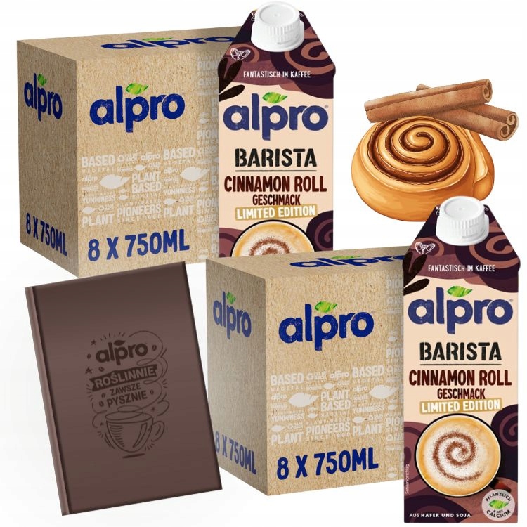 Levně Rostlinný nápoj Alpro Barista Cinnamon Roll Skořice 16 x 750 ml kalendář